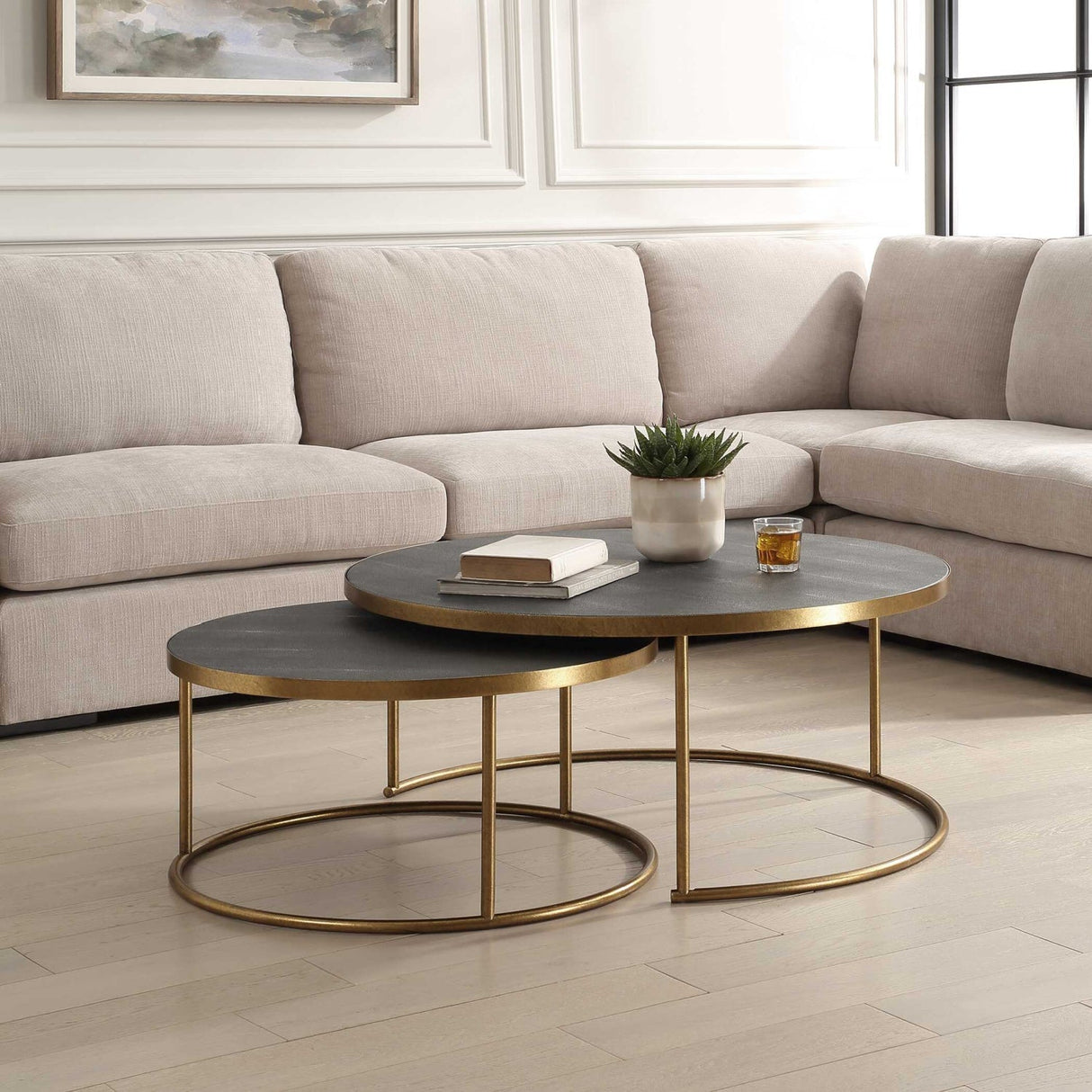 Gray Shagreen Nesting Coffee Tables (2) by Uttermost Aragon, alternate view 5