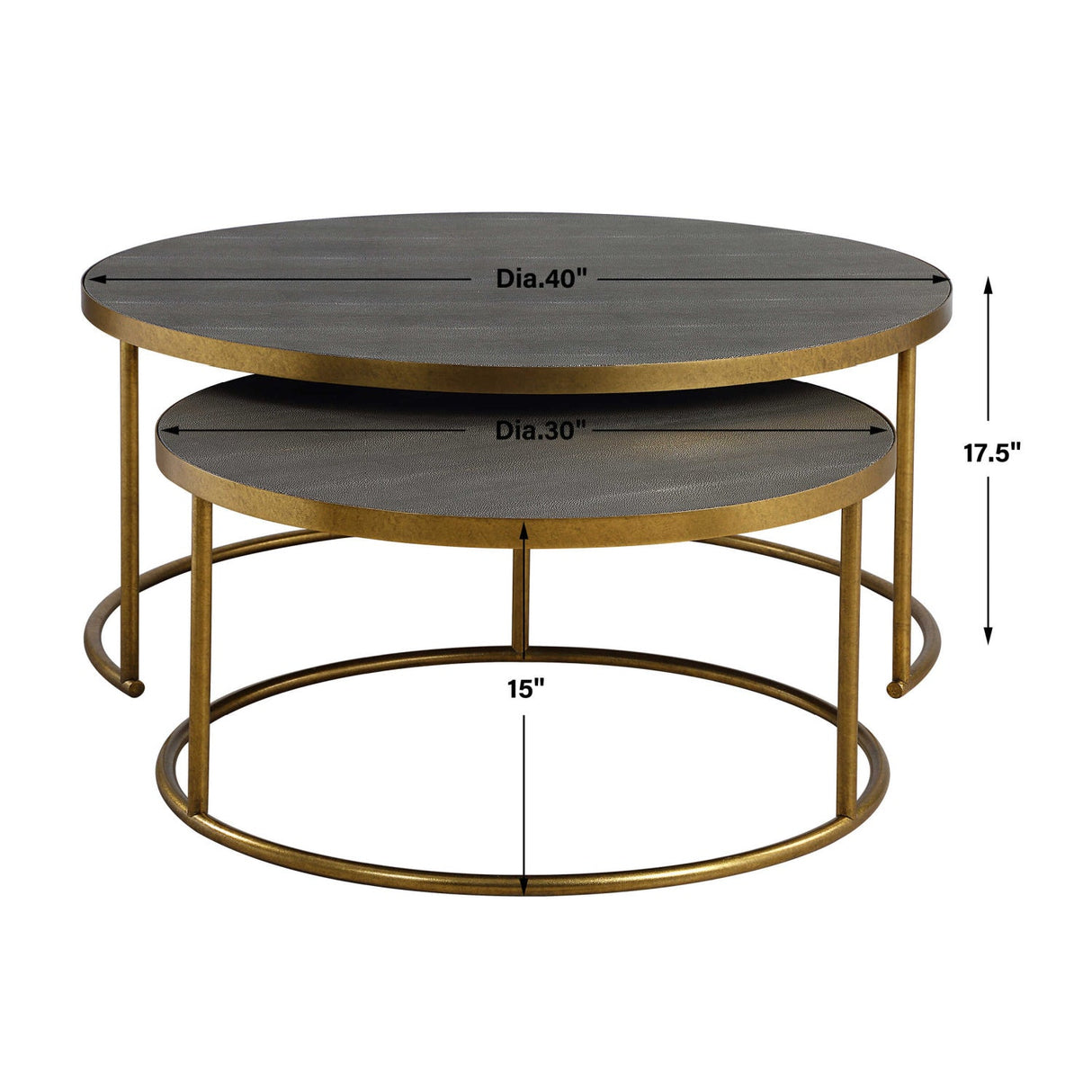 Gray Shagreen Nesting Coffee Tables (2) by Uttermost Aragon, alternate view 6