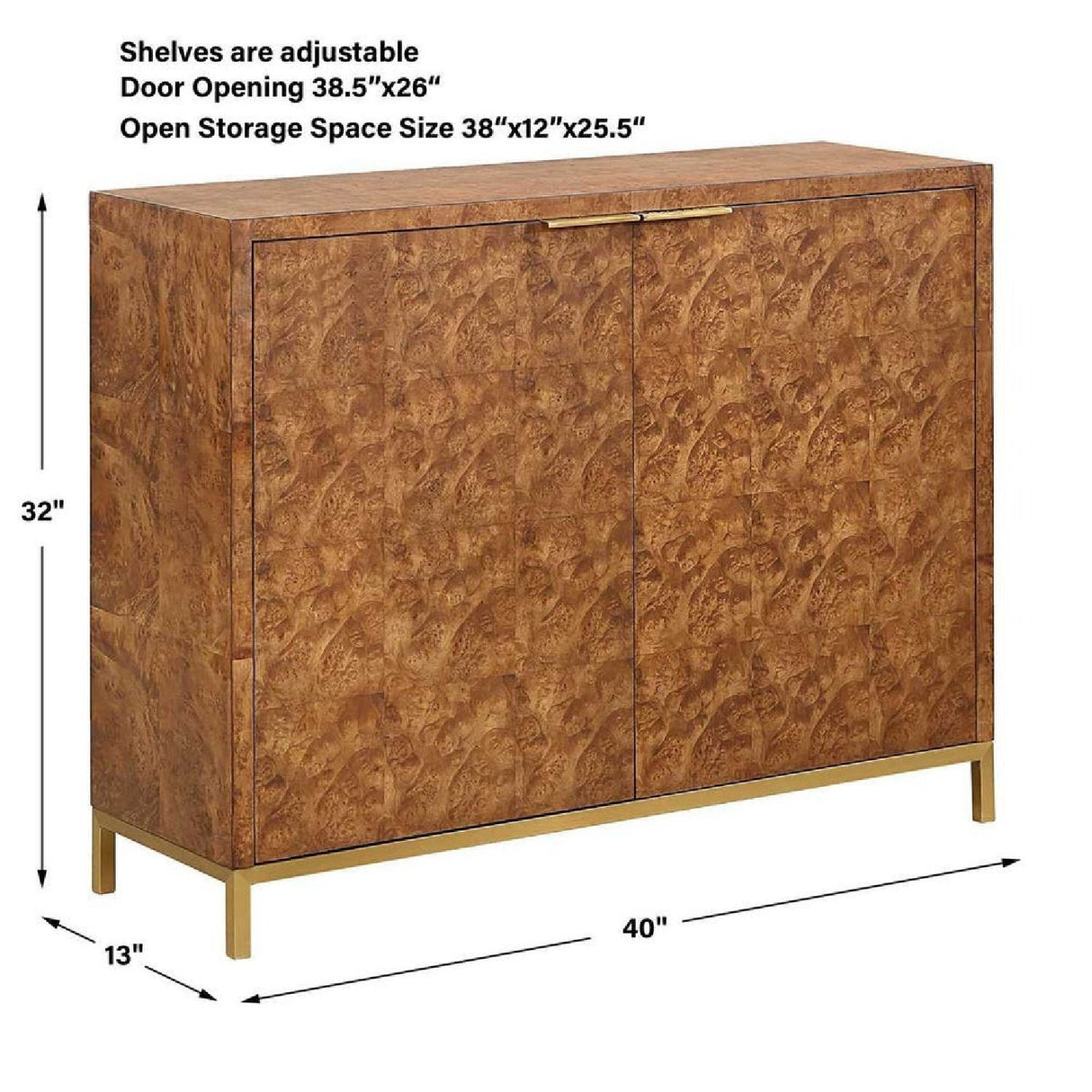 Burl Wood 2-Door Cabinet by Uttermost Jethro, alternate view 8