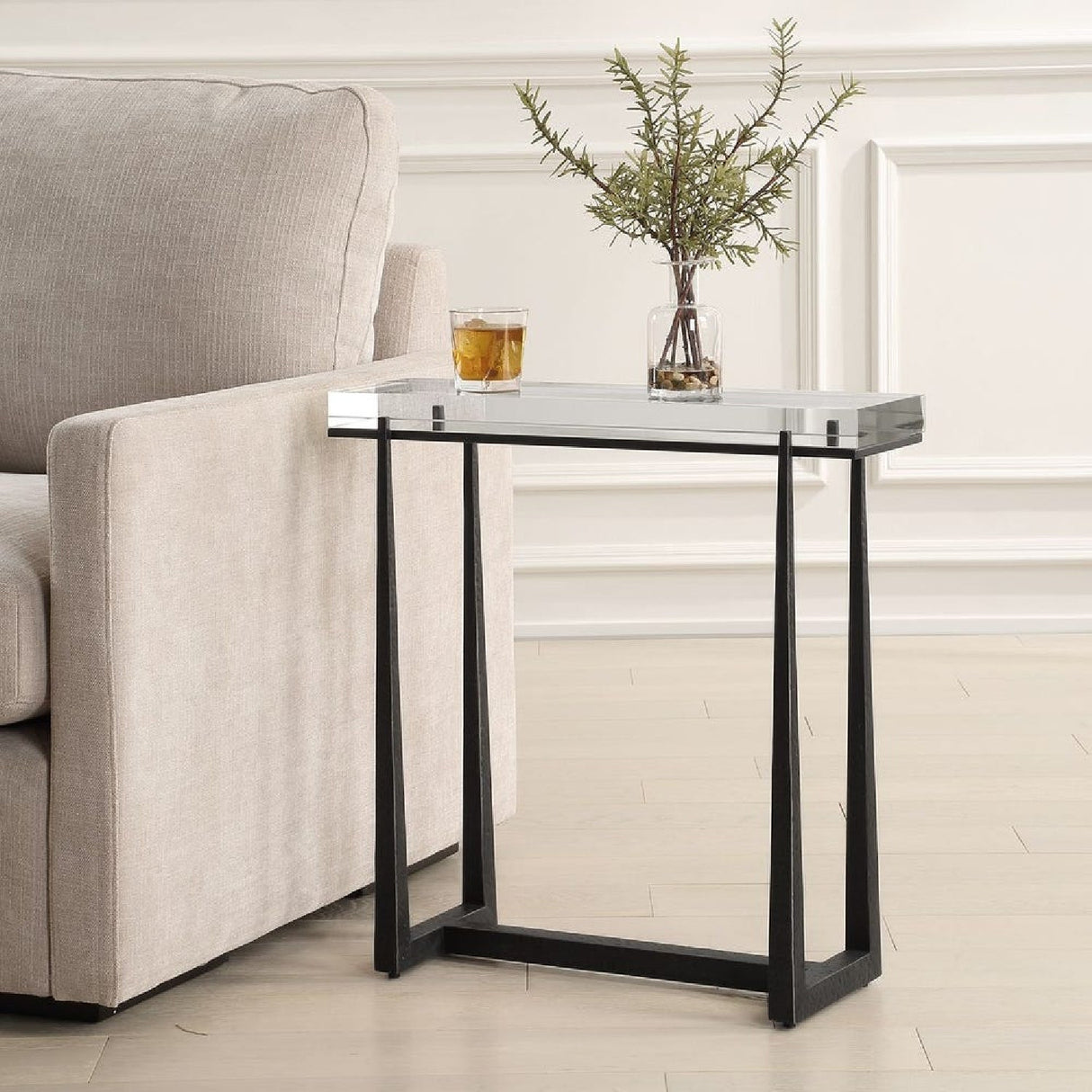 Modern European furniture - Crystal Top Accent Table - www.oroa.com