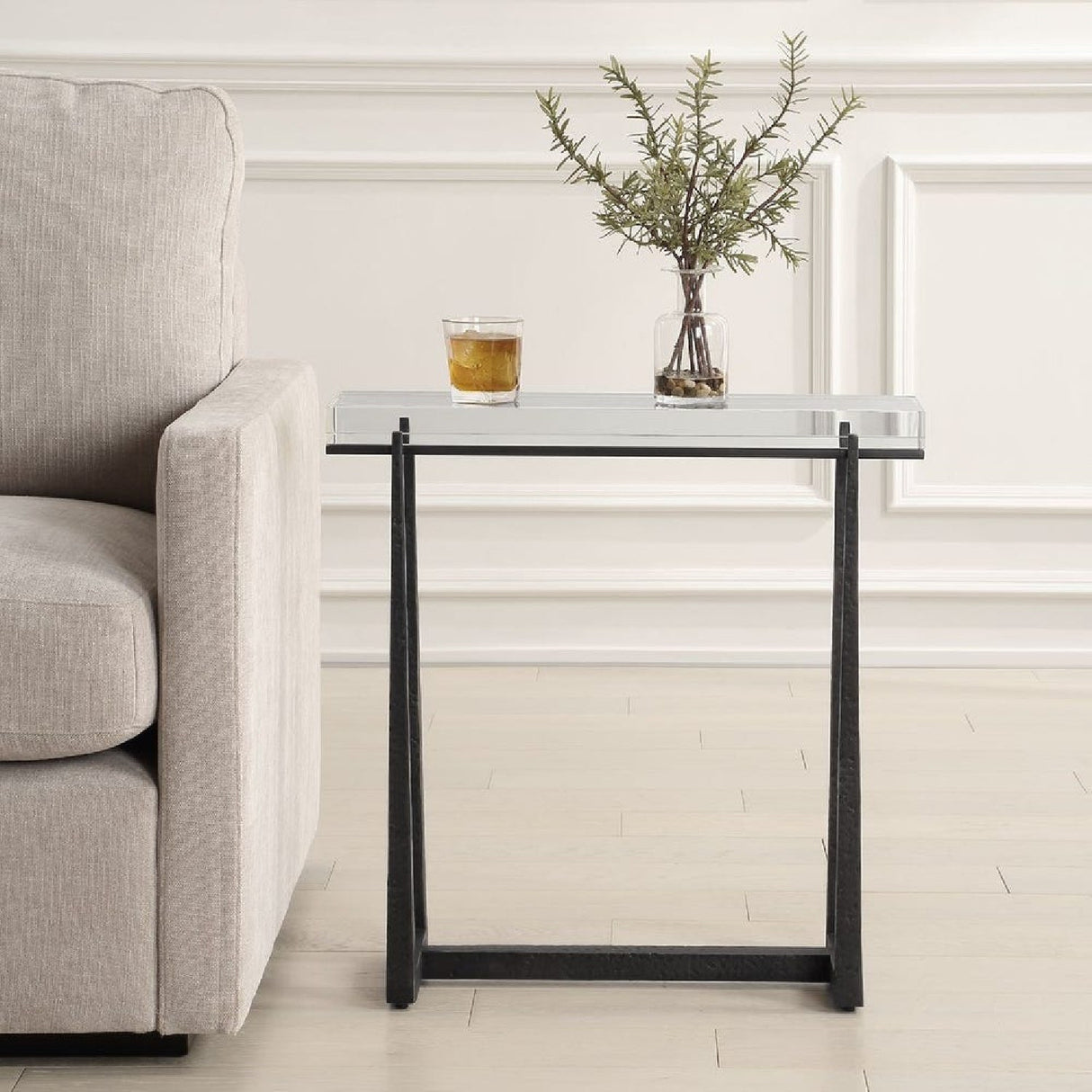 Modern European furniture - Crystal Top Accent Table - www.oroa.com