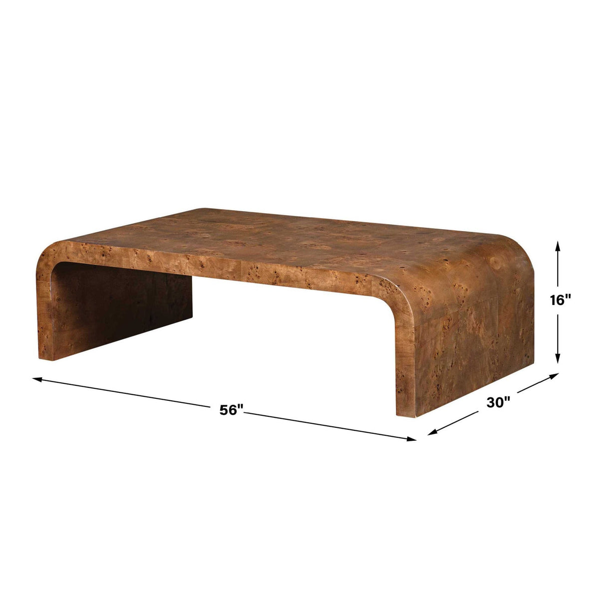 Burl Veneer Curved Coffee Table by Uttermost Carraway, alternate view 7