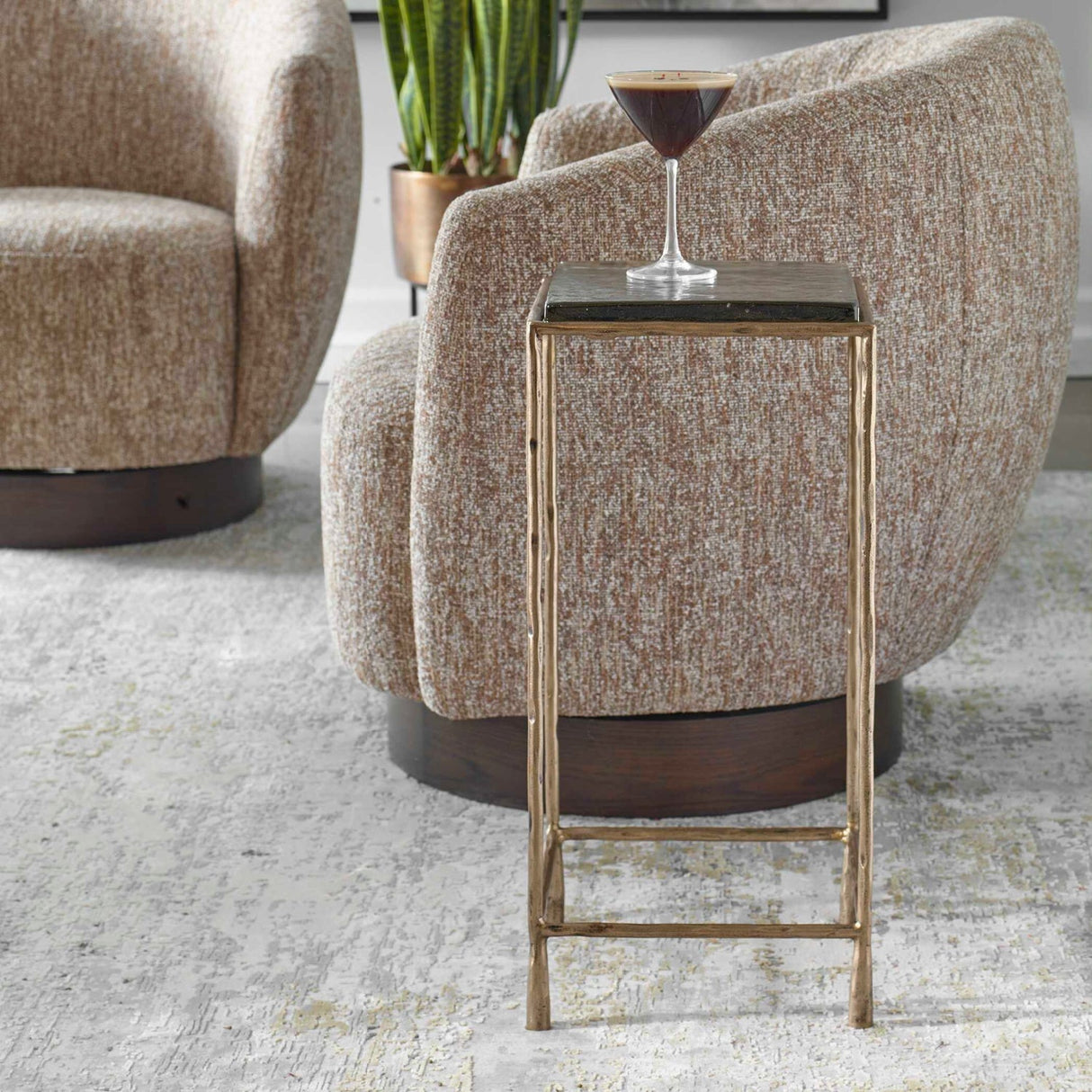 Cast Glass Square Accent Table by Uttermost Ovard, alternate view 2