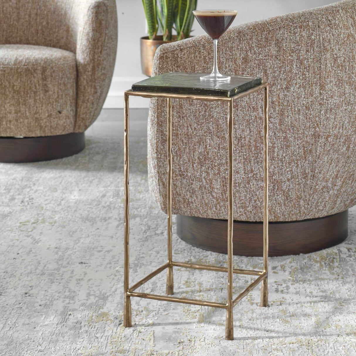 Cast Glass Square Accent Table by Uttermost Ovard, alternate view 6