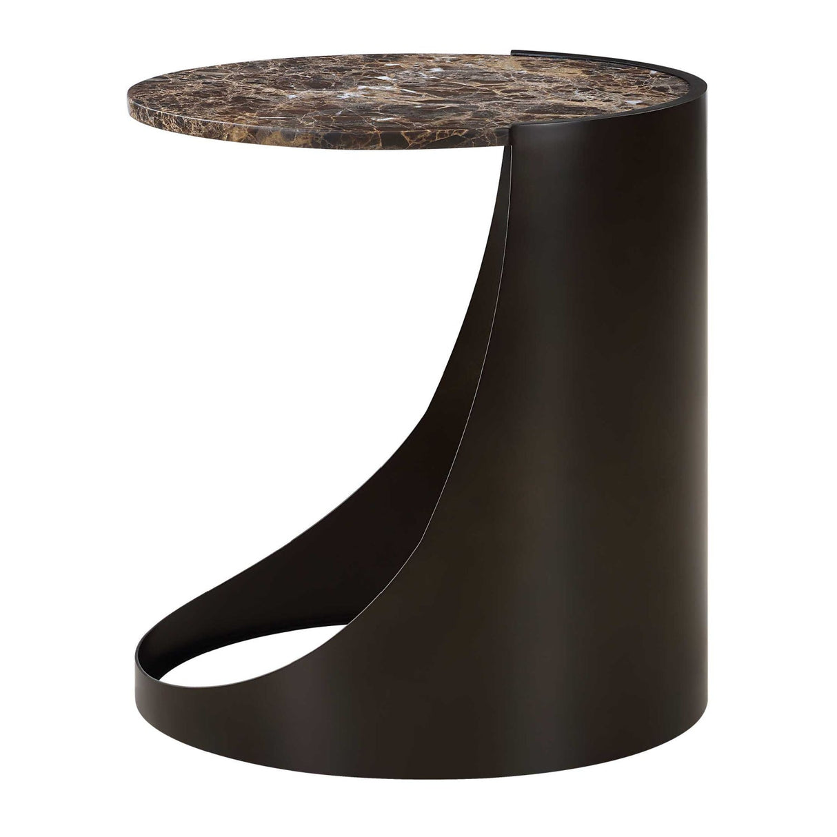Modern European furniture - Brown Marble Round Sie Table - www.oroa.com