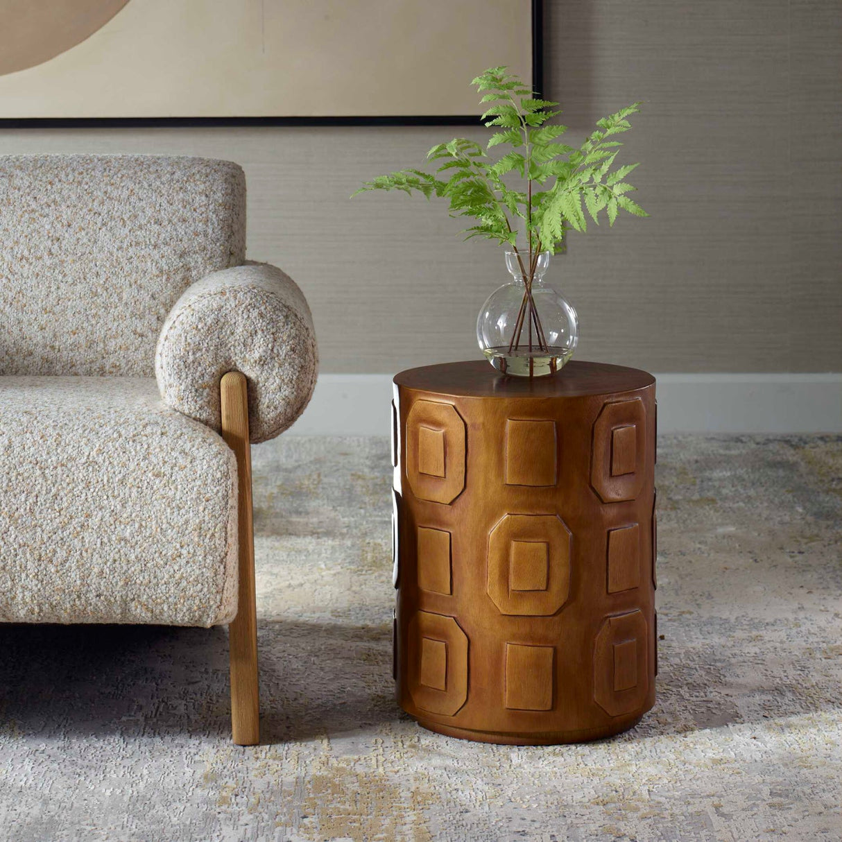Modern European furniture - Cylindrical Suar Wood Accent Table - www.oroa.com