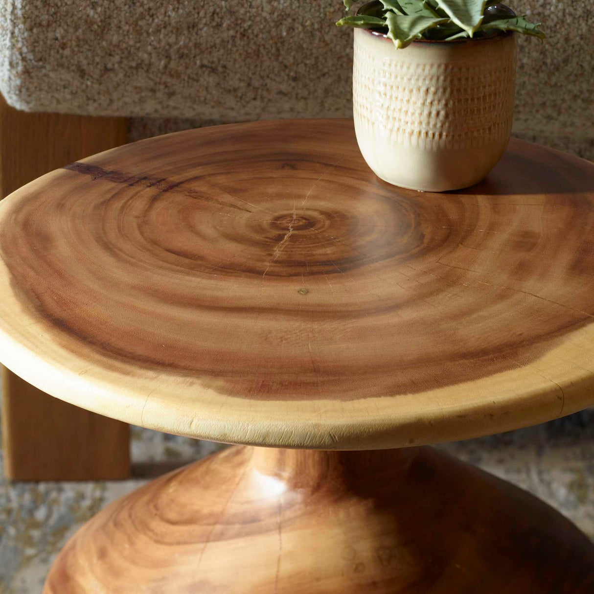 Modern European furniture - Suar Wood Hourglass Accent Table - www.oroa.com