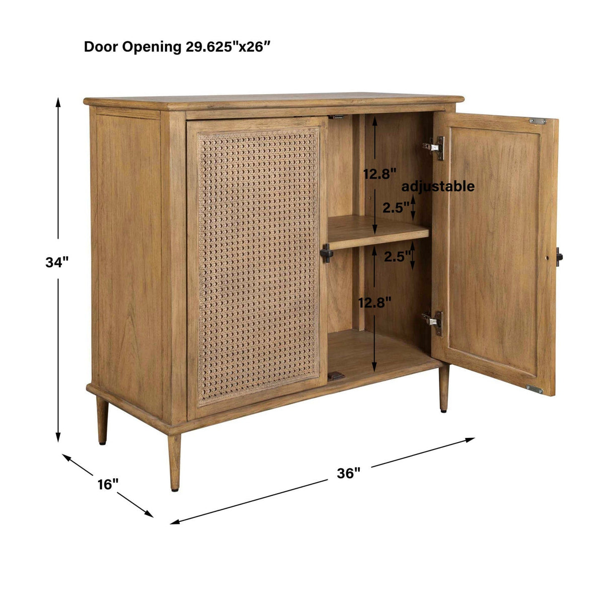 Rattan Cane 2-Door Cabinet by Uttermost Coast, alternate view 9