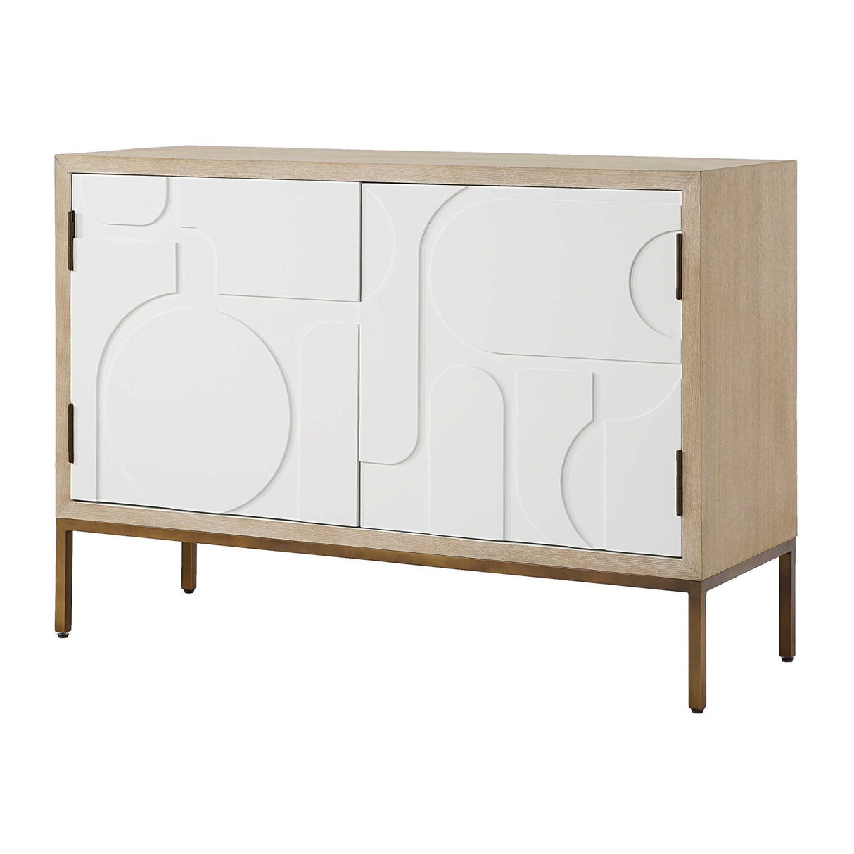 Cream Geometric 2-Door Cabinet by Uttermost Weimar, alternate view 3