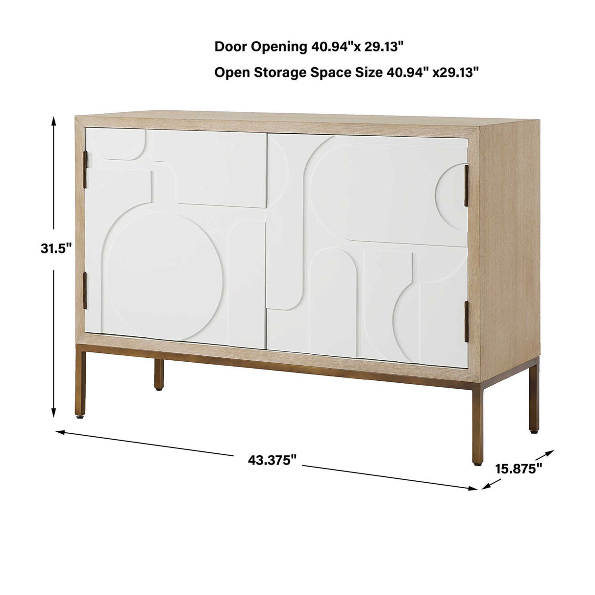 Cream Geometric 2-Door Cabinet by Uttermost Weimar, alternate view 9