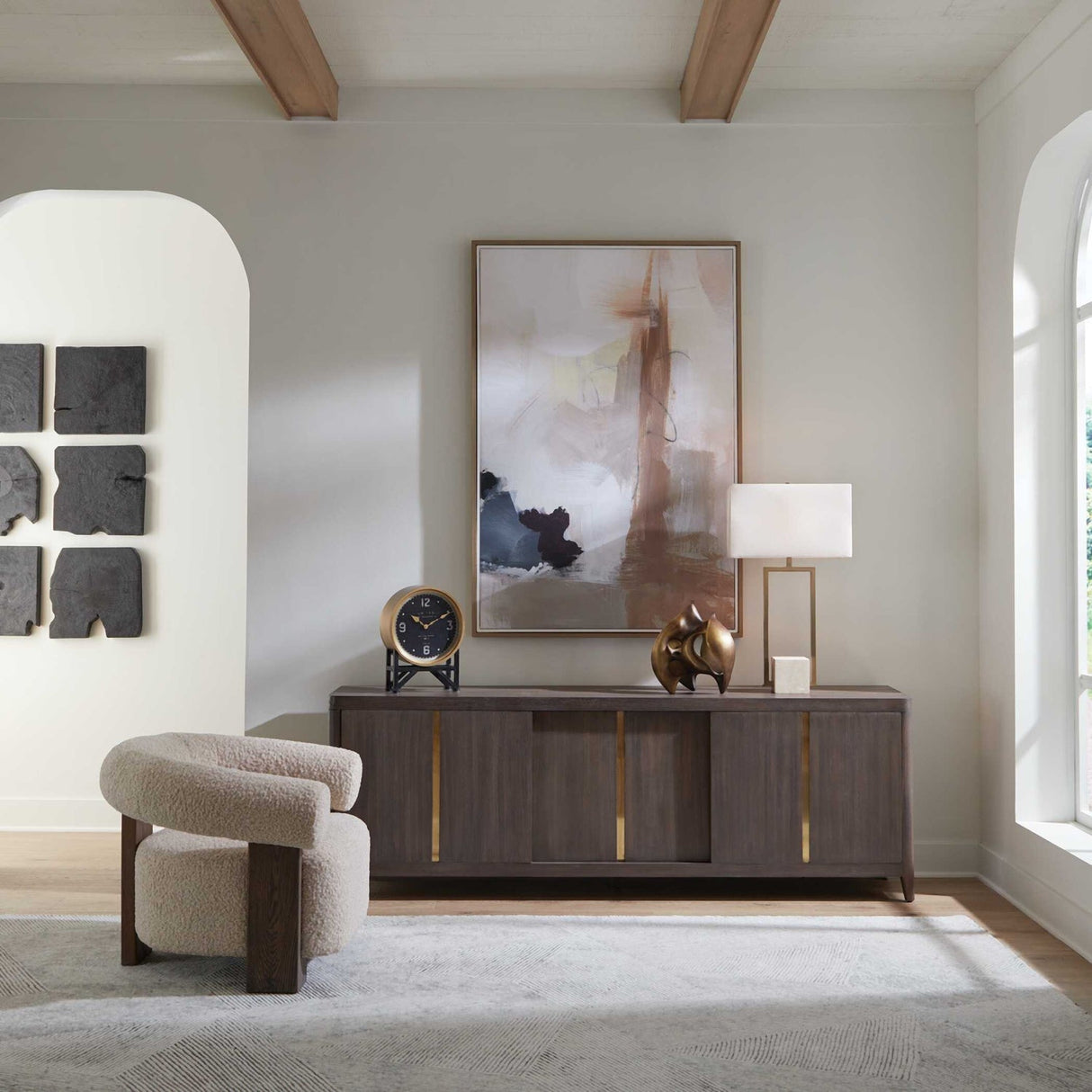Walnut Sliding-Door Consile Cabinet by Uttermost Botero, alternate view 2