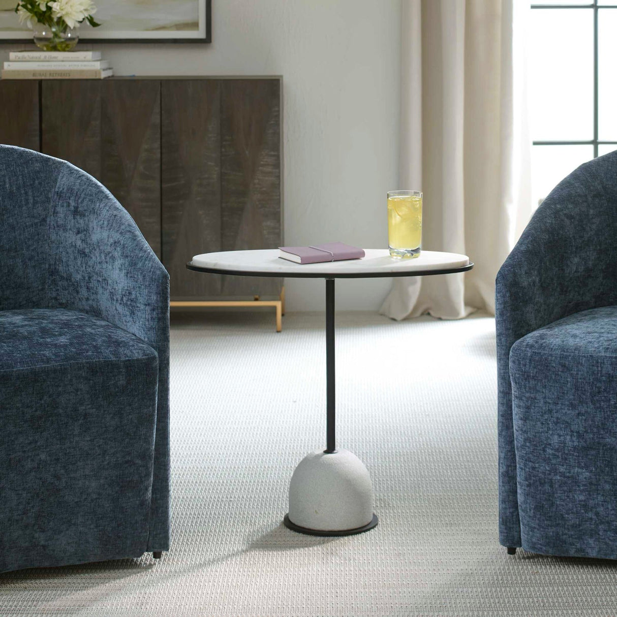 Modern European furniture - White Marble Round Side Table - www.oroa.com
