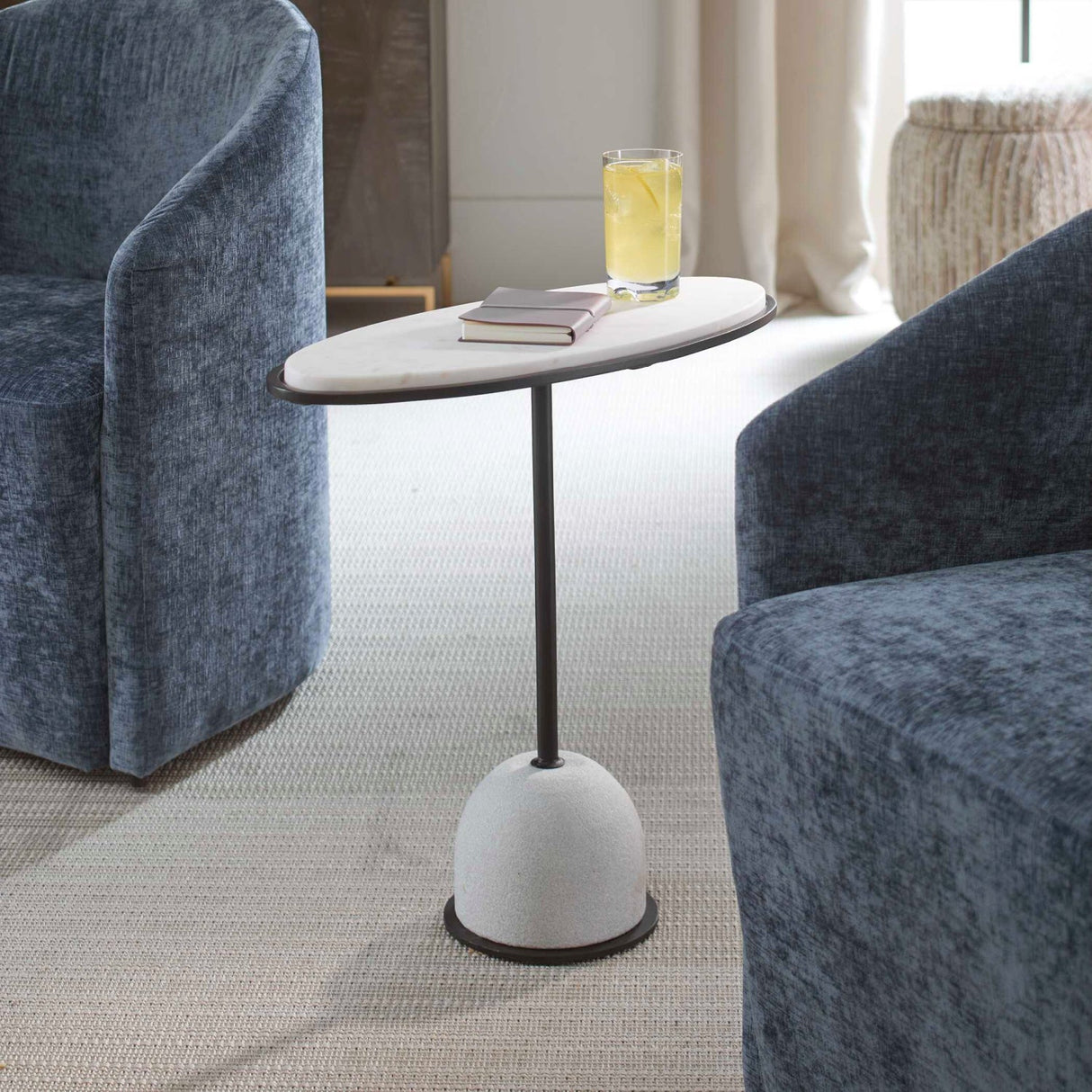 Modern European furniture - White Marble Round Side Table - www.oroa.com
