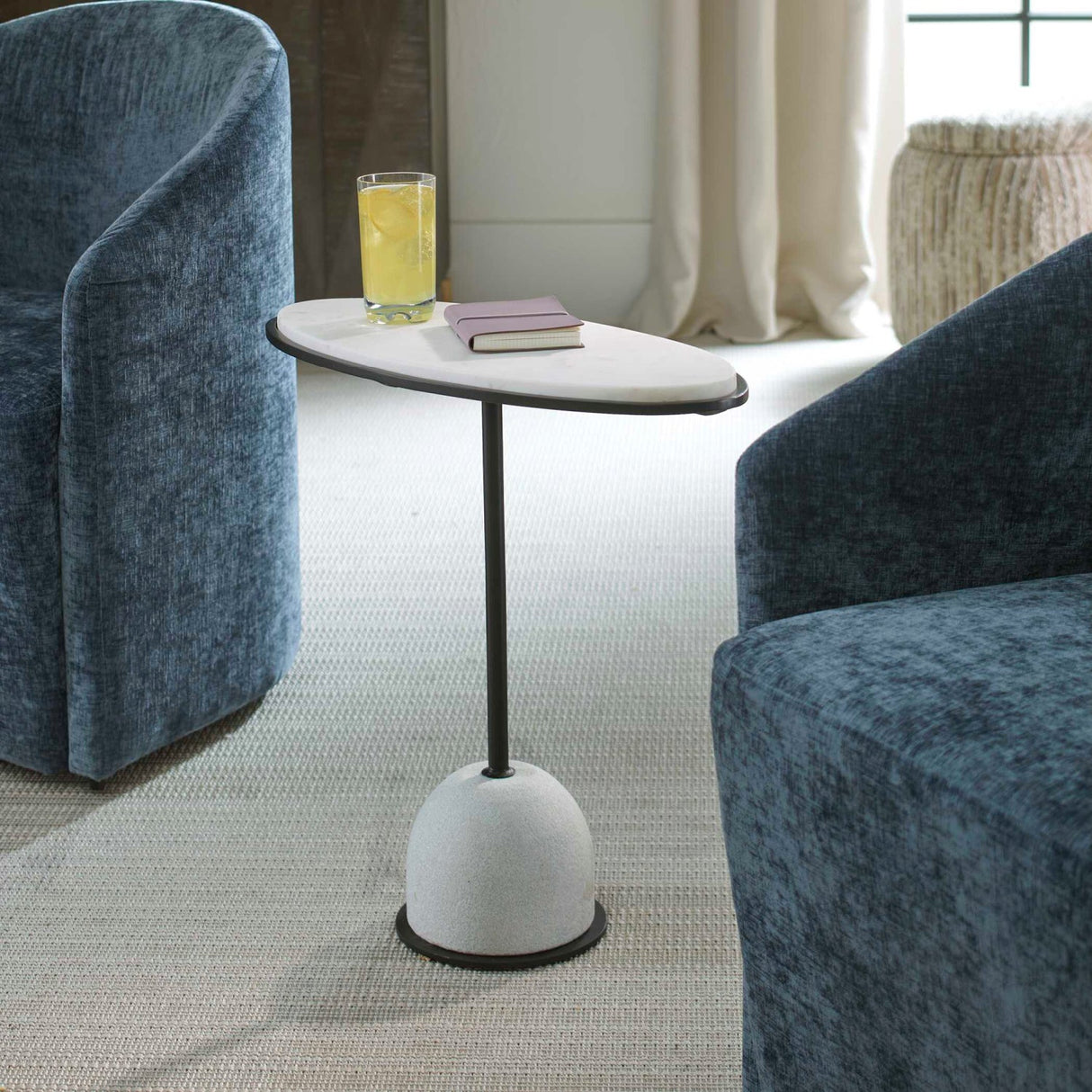 Modern European furniture - White Marble Round Side Table - www.oroa.com
