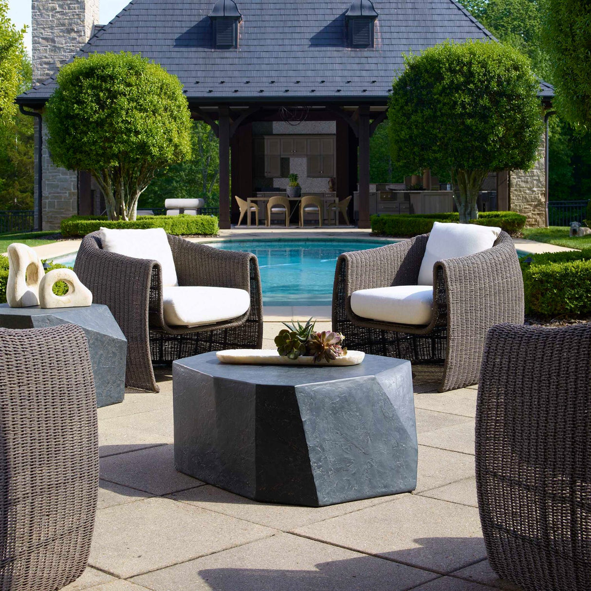 Faceted Concrete Indoor/Outdoor Coffee Table by Uttermost Parra, alternate view 2