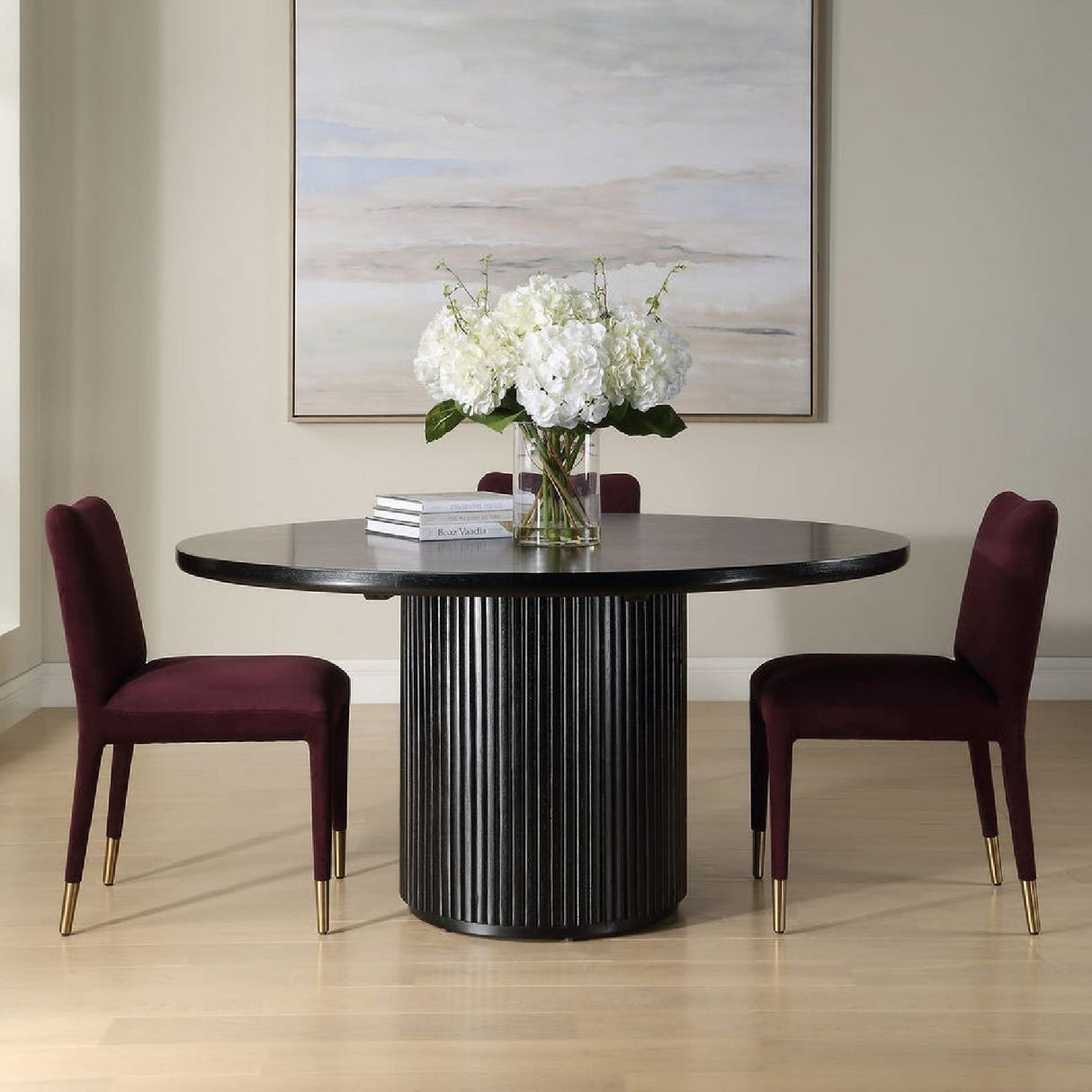 Round Black Oak Dining Table by Uttermost Hersch, alternate view 2