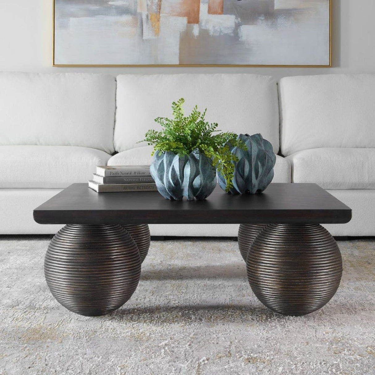 Modern European furniture - Rattan Sphere Legs Coffee Table - www.oroa.com
