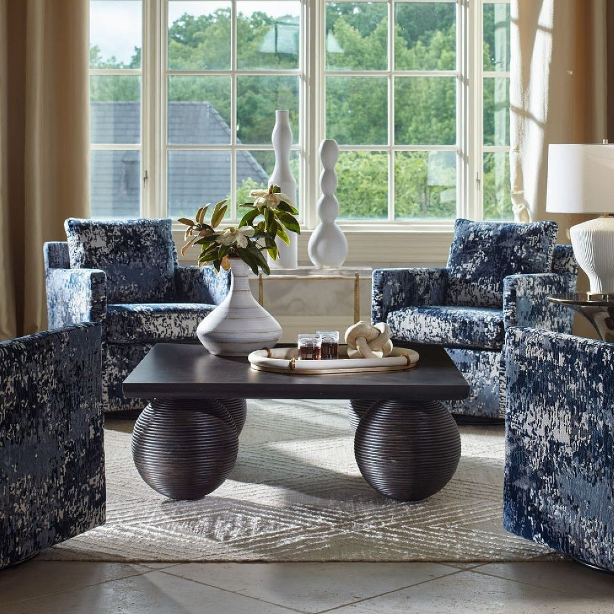 Modern European furniture - Rattan Sphere Legs Coffee Table - www.oroa.com