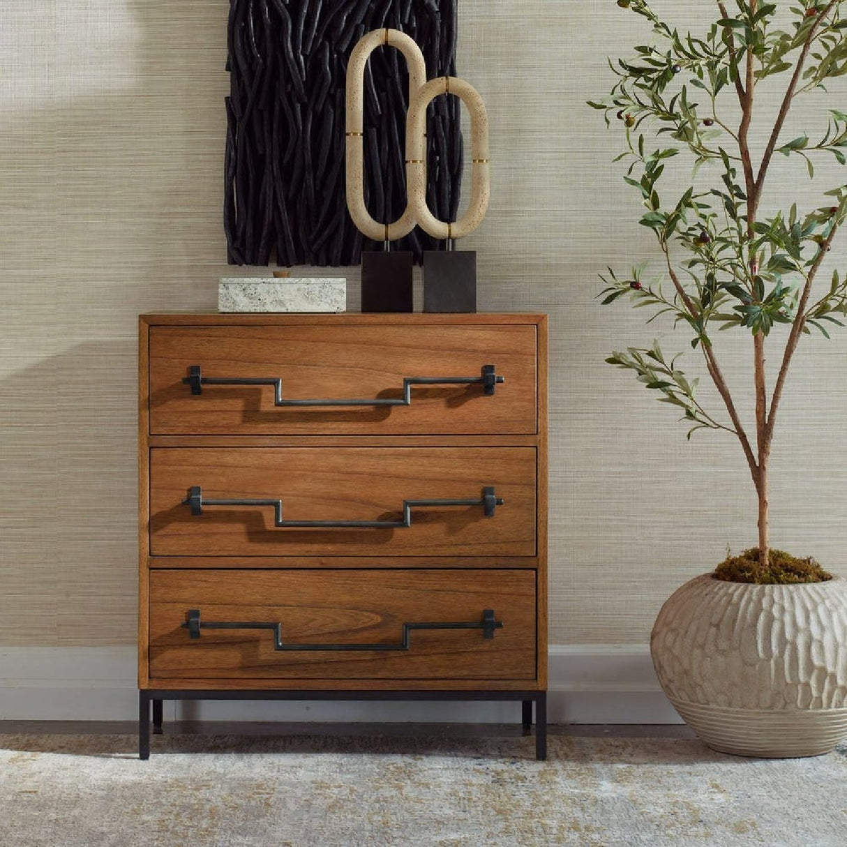 Modern European furniture - Mango Wood 3-Drawer Accent Chest - www.oroa.com