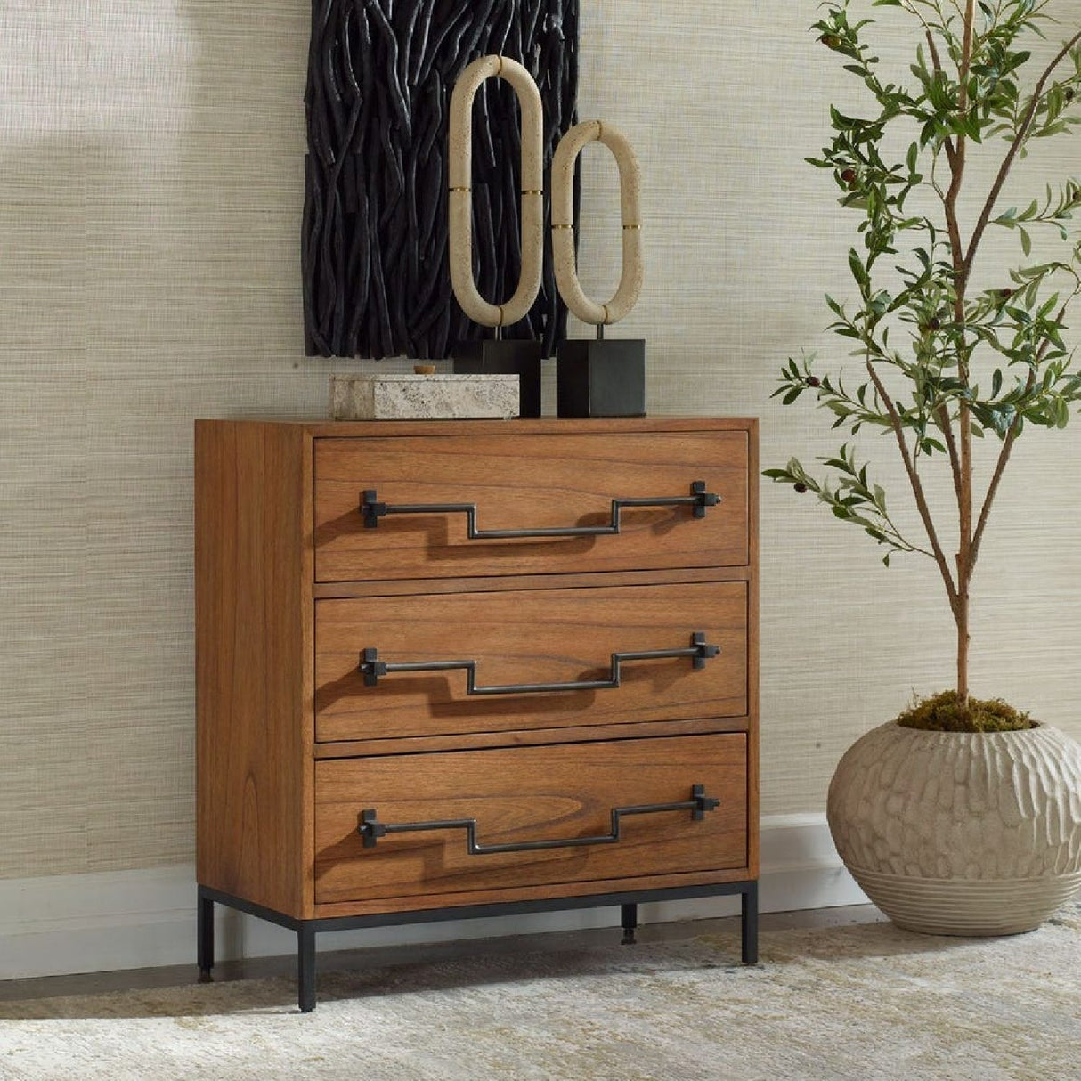 Modern European furniture - Mango Wood 3-Drawer Accent Chest - www.oroa.com