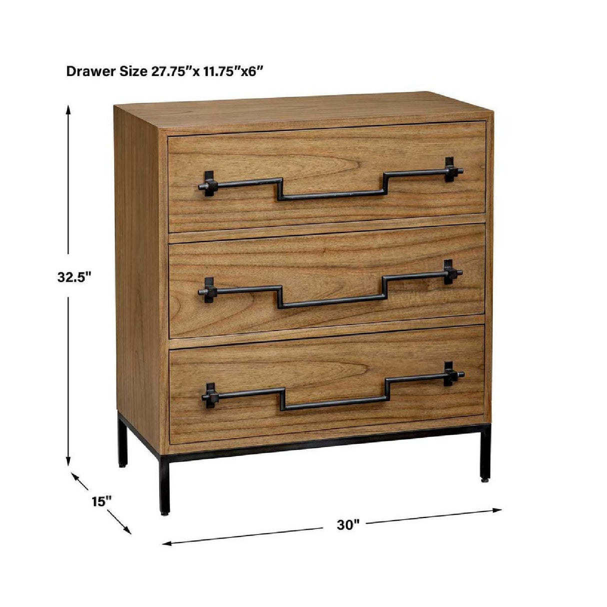 Modern European furniture - Mango Wood 3-Drawer Accent Chest - www.oroa.com