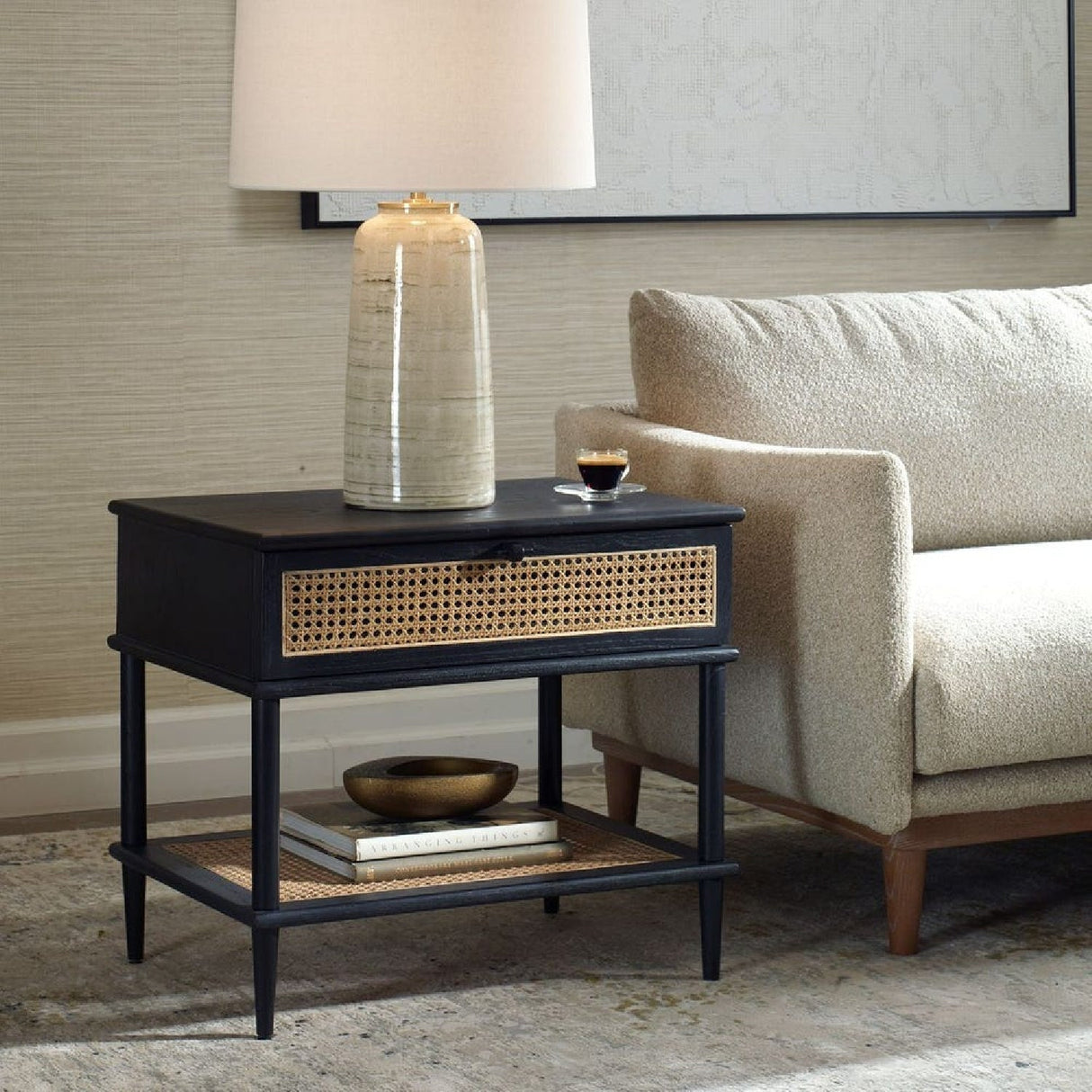 Modern European furniture - Rattan Cane 1-Drawer Side Table - www.oroa.com