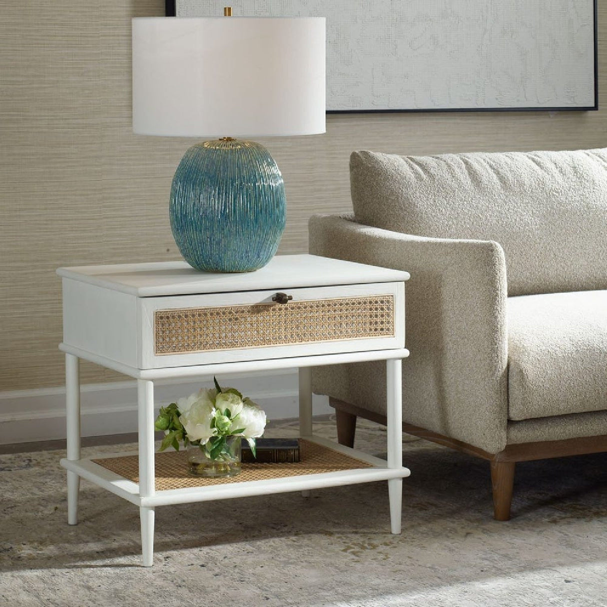Modern European furniture - Rattan Cane 1-Drawer Side Table - www.oroa.com