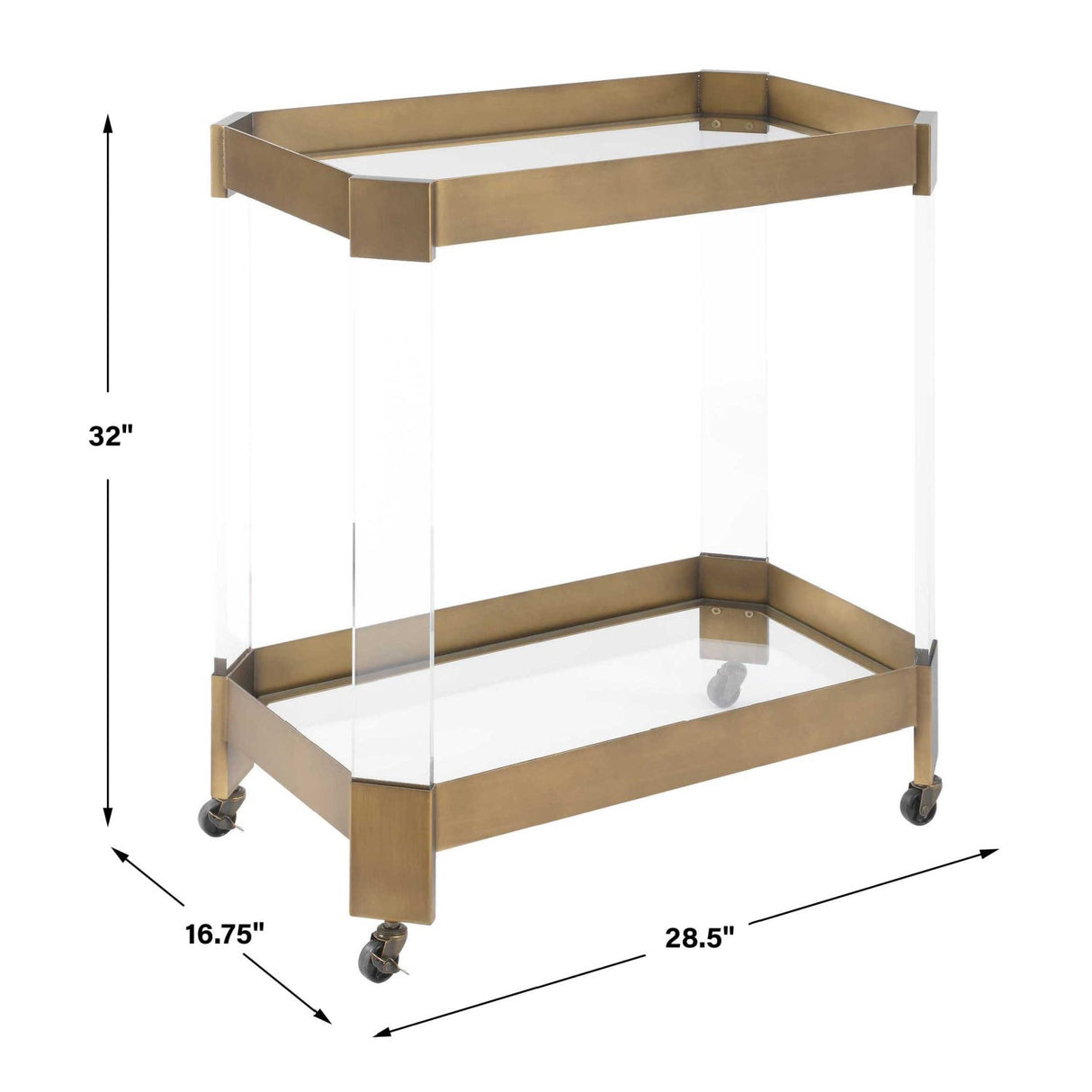 Modern European furniture - Bronze Framed Bar Cart - www.oroa.com