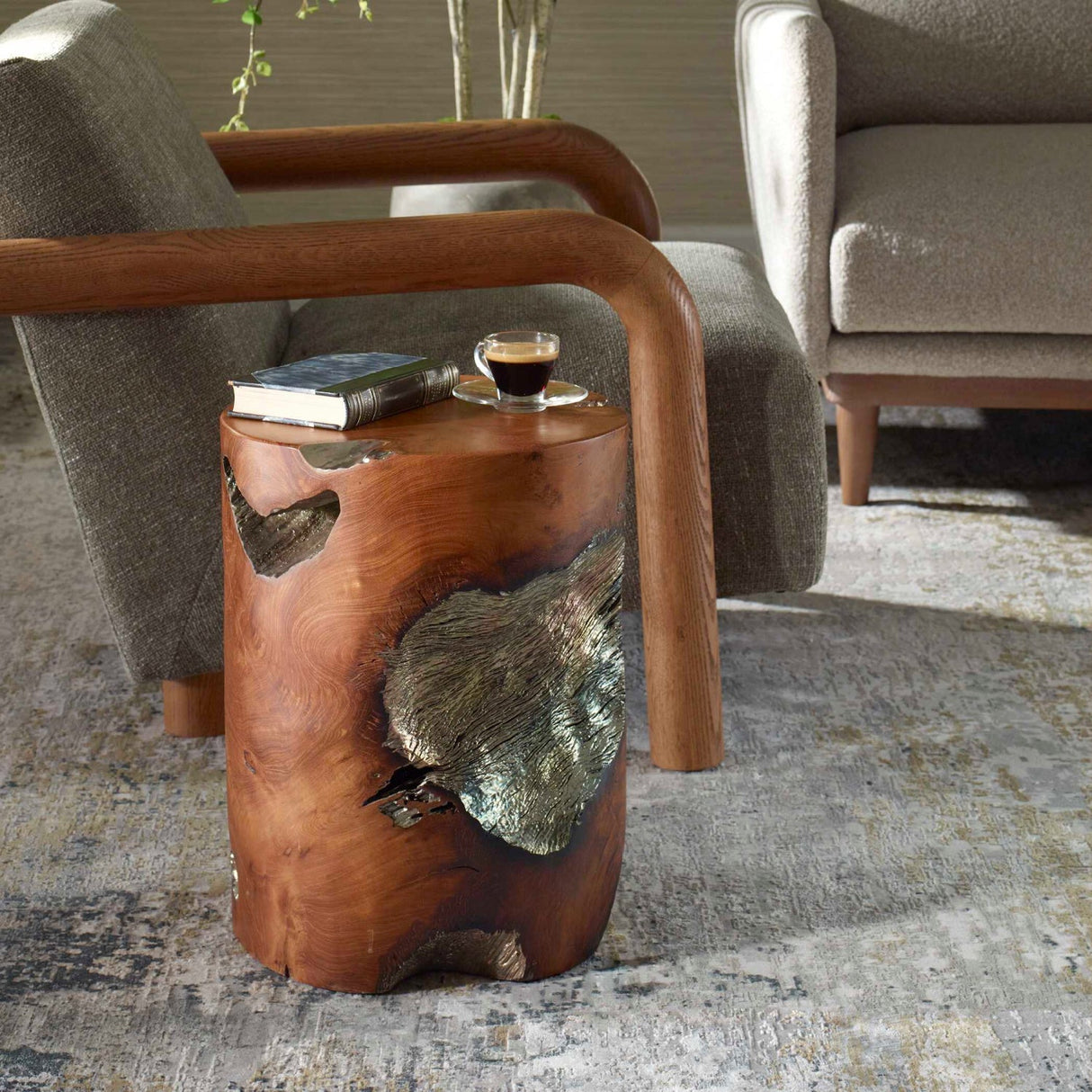 Modern European furniture - Spalted Teak Accent Stool - www.oroa.com