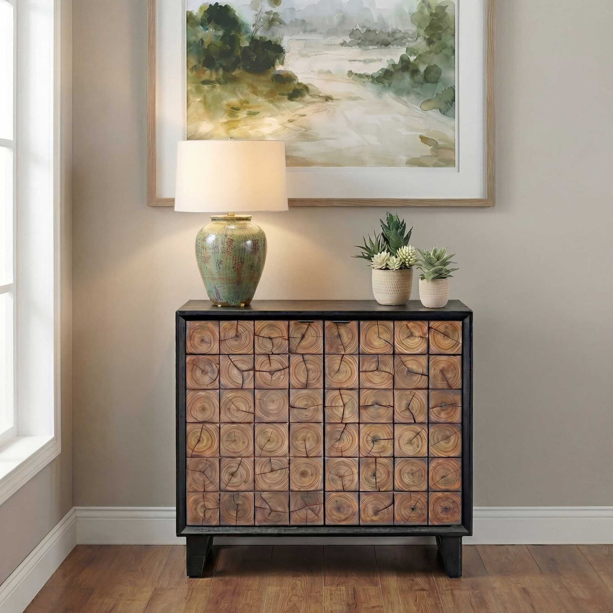Wooden 2-Door Grid Cabinet by Uttermost Muestra, alternate view 2