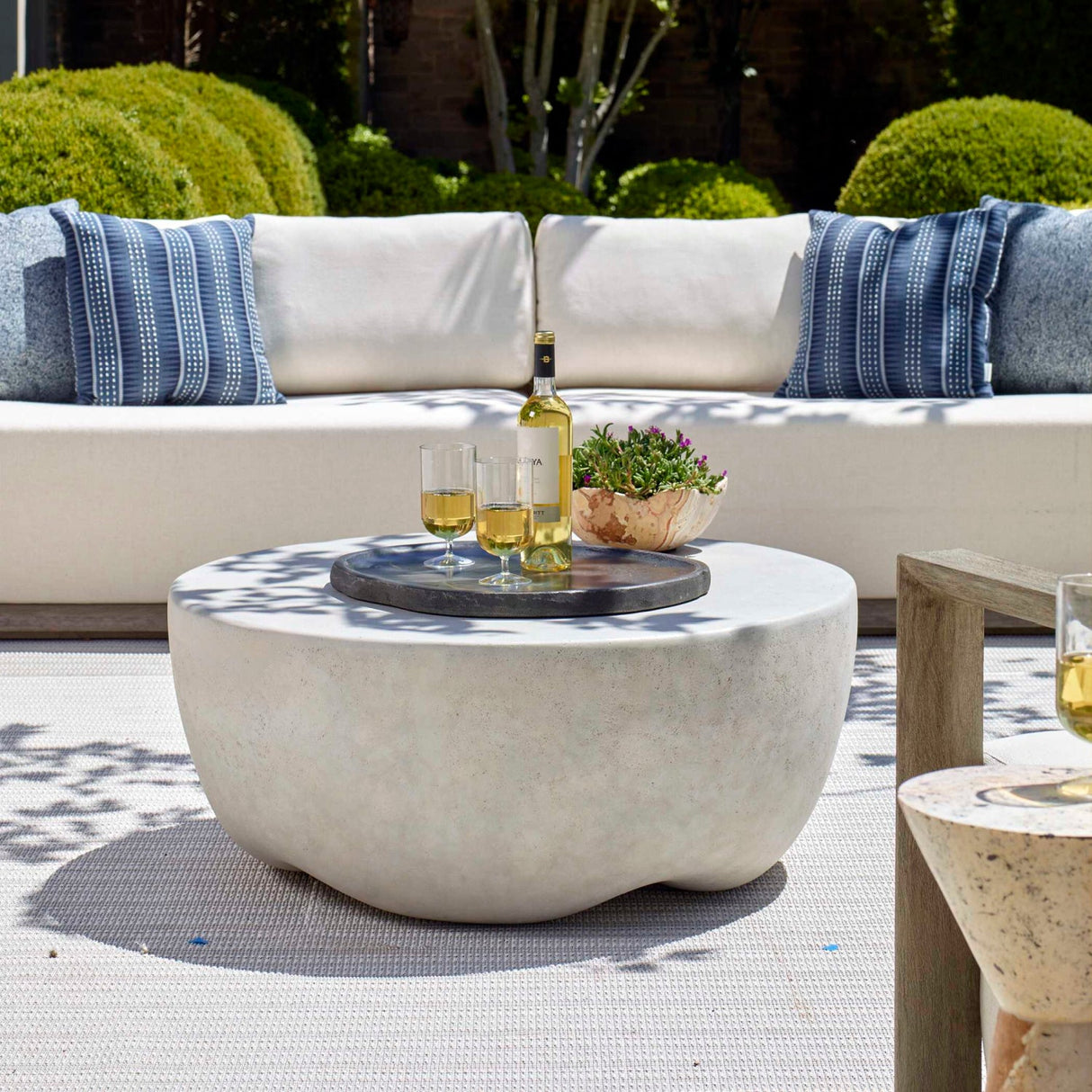 Modern European furniture - Cream Concrete Indoor/Outdoor Coffee Table - www.oroa.com