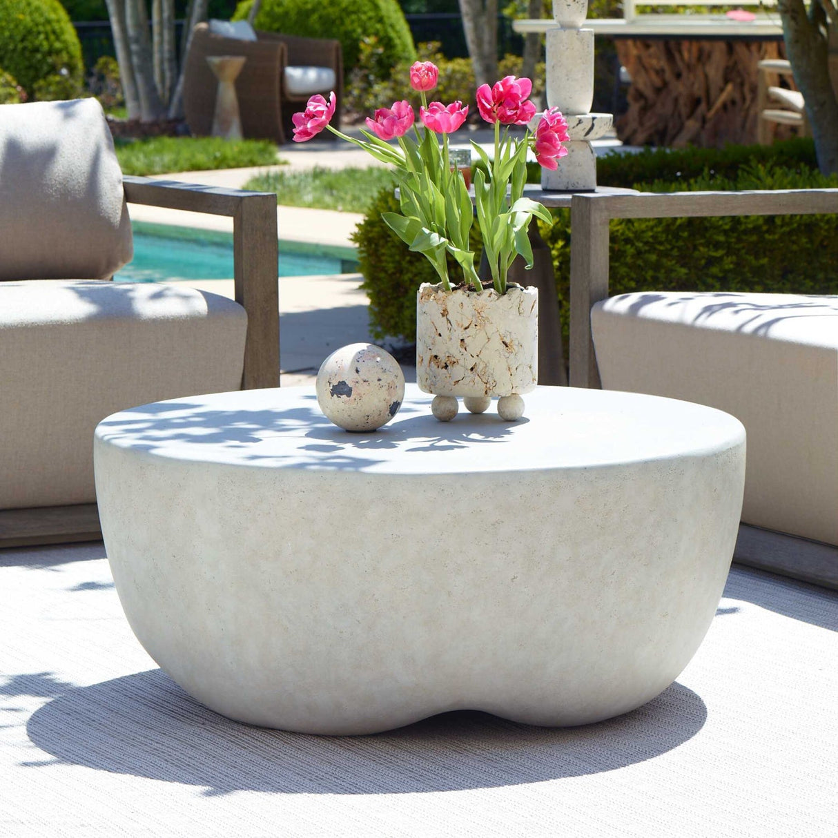 Modern European furniture - Cream Concrete Indoor/Outdoor Coffee Table - www.oroa.com