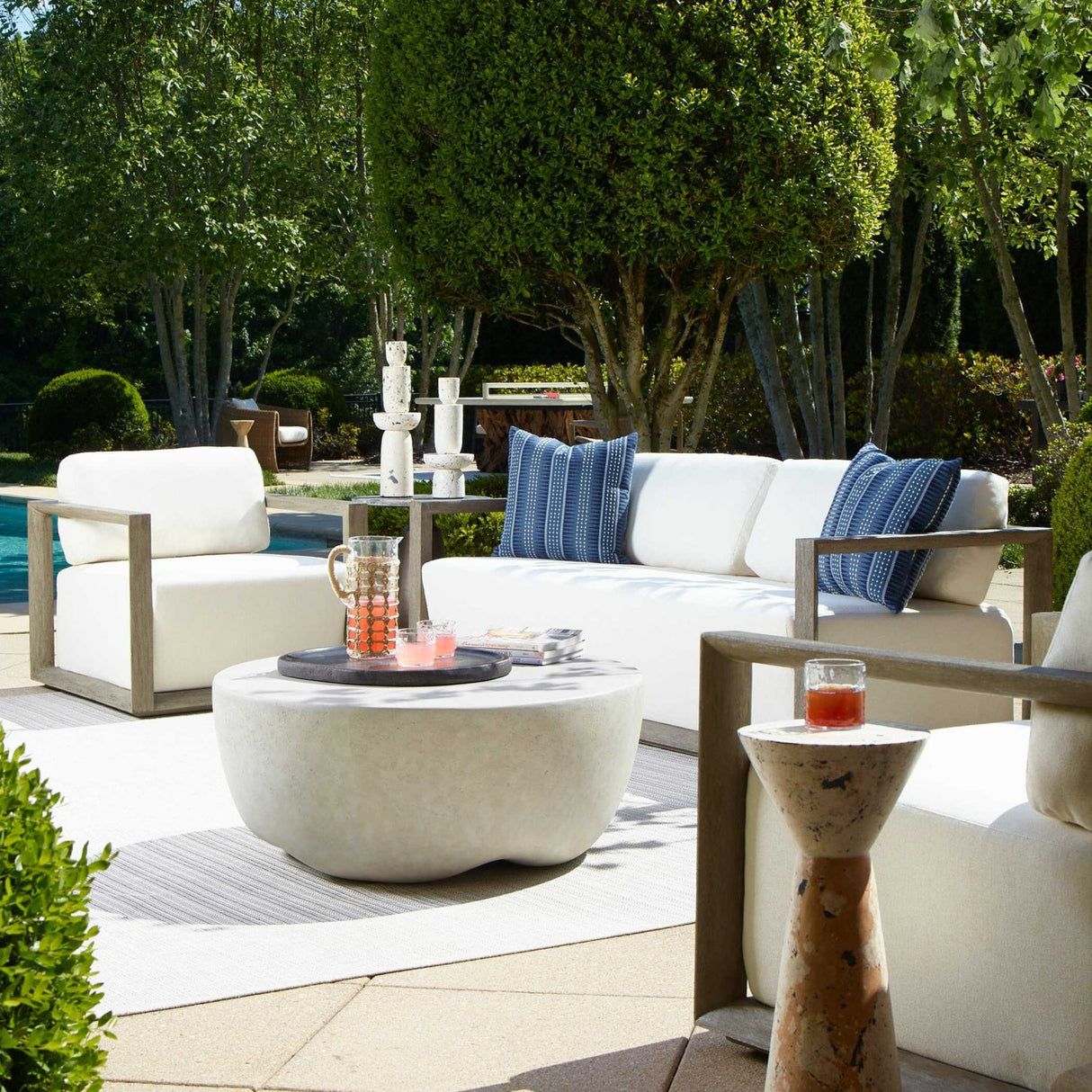 Modern European furniture - Cream Concrete Indoor/Outdoor Coffee Table - www.oroa.com