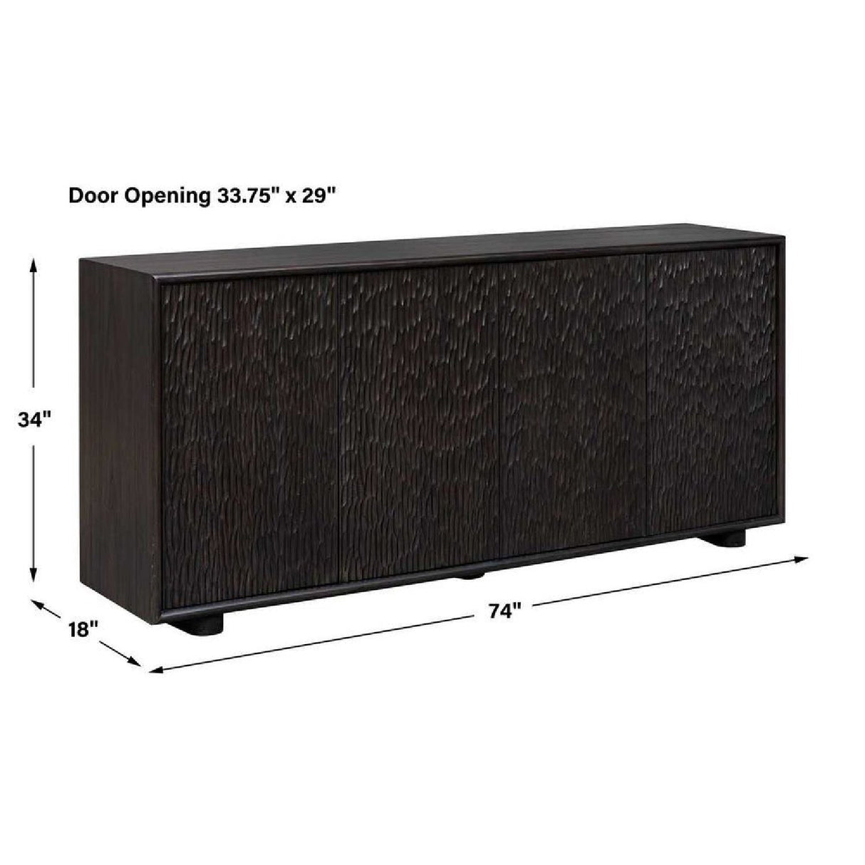 Black Chiseled 4-Door Cabinet by Uttermost Stevenson, alternate view 8