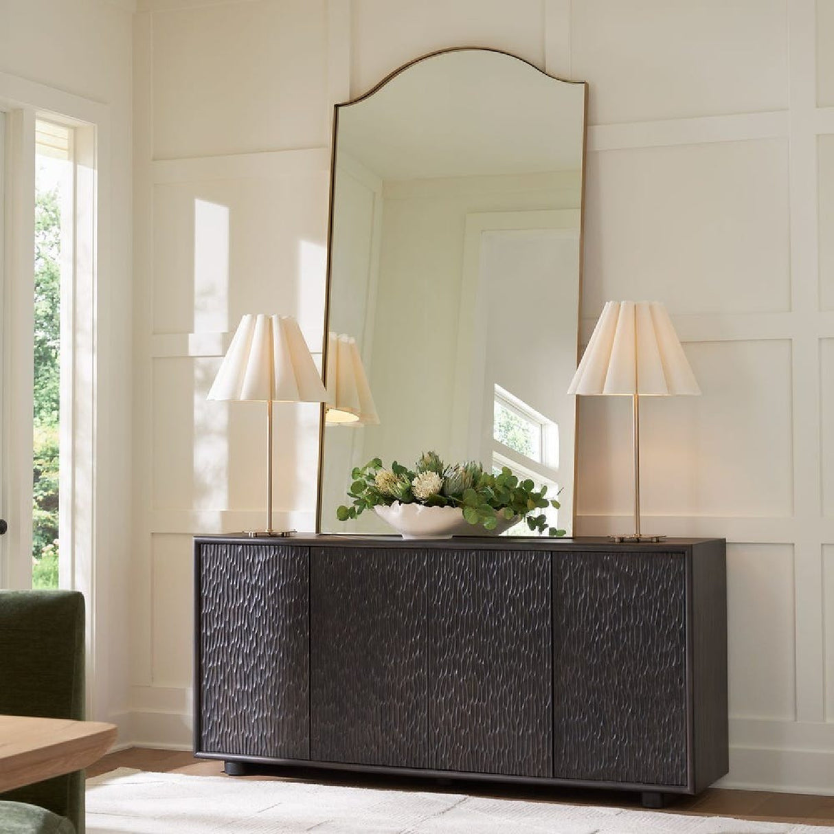 Black Chiseled 4-Door Cabinet | Oroa.com