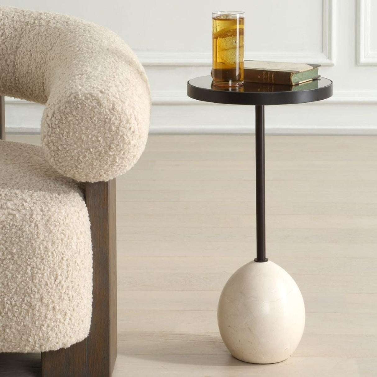Modern European furniture - Round Mirrored Top Accent Table - www.oroa.com