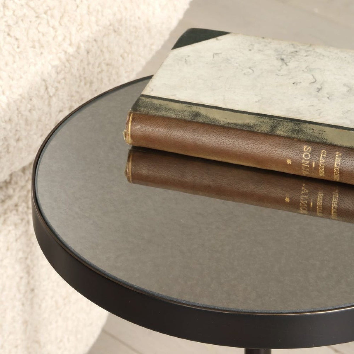 Modern European furniture - Round Mirrored Top Accent Table - www.oroa.com