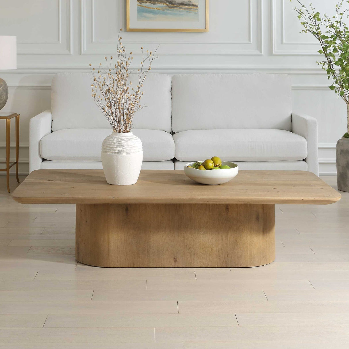Solid Oak Minimalist Coffee Table by Uttermost Camerlin, alternate view 2