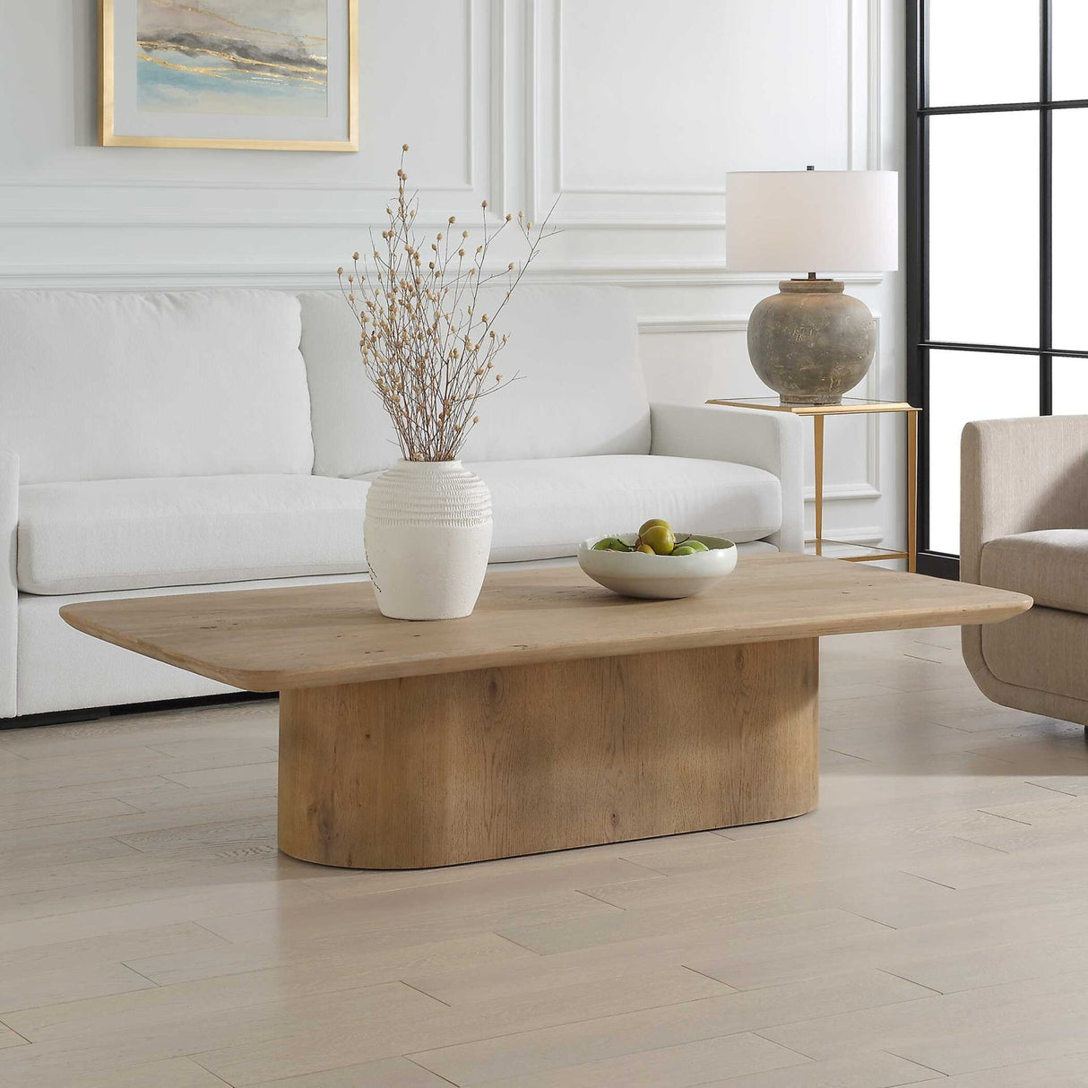 Solid Oak Minimalist Coffee Table by Uttermost Camerlin, alternate view 7