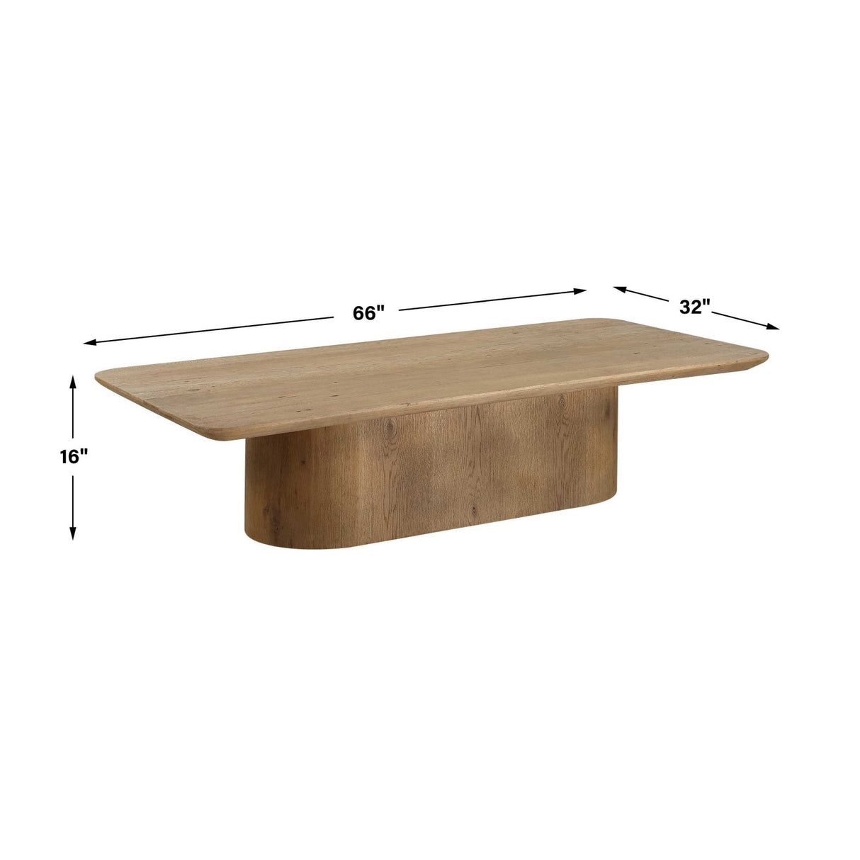 Solid Oak Minimalist Coffee Table by Uttermost Camerlin, alternate view 9