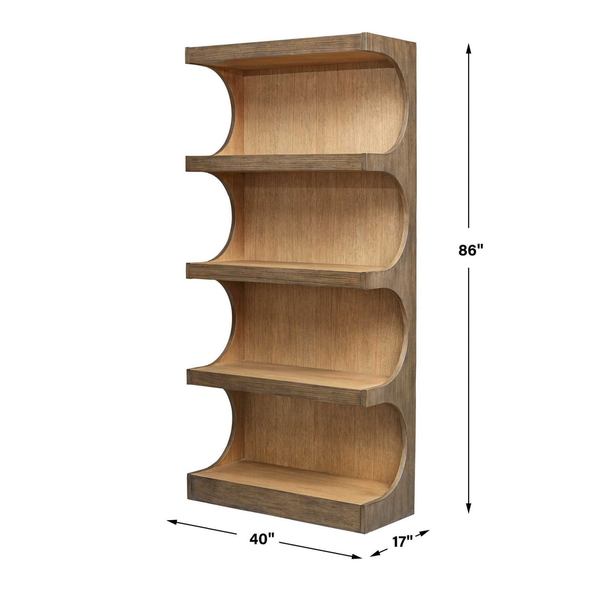 Modern European furniture - Arched Mindi Wood Bookshelf - www.oroa.com