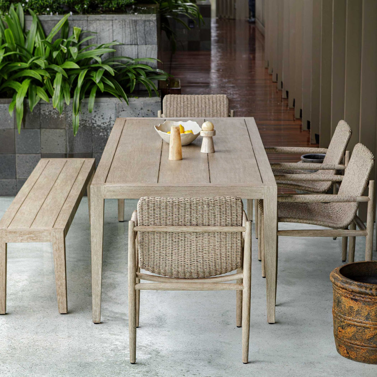 Modern European furniture - Beige Wicker Outdoor Dining Chair - www.oroa.com