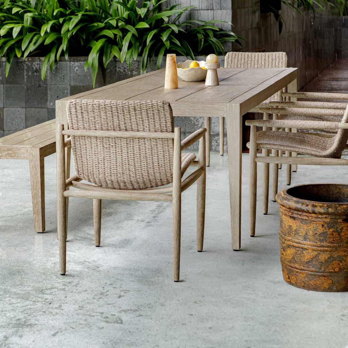 Modern European furniture - Beige Wicker Outdoor Dining Chair - www.oroa.com