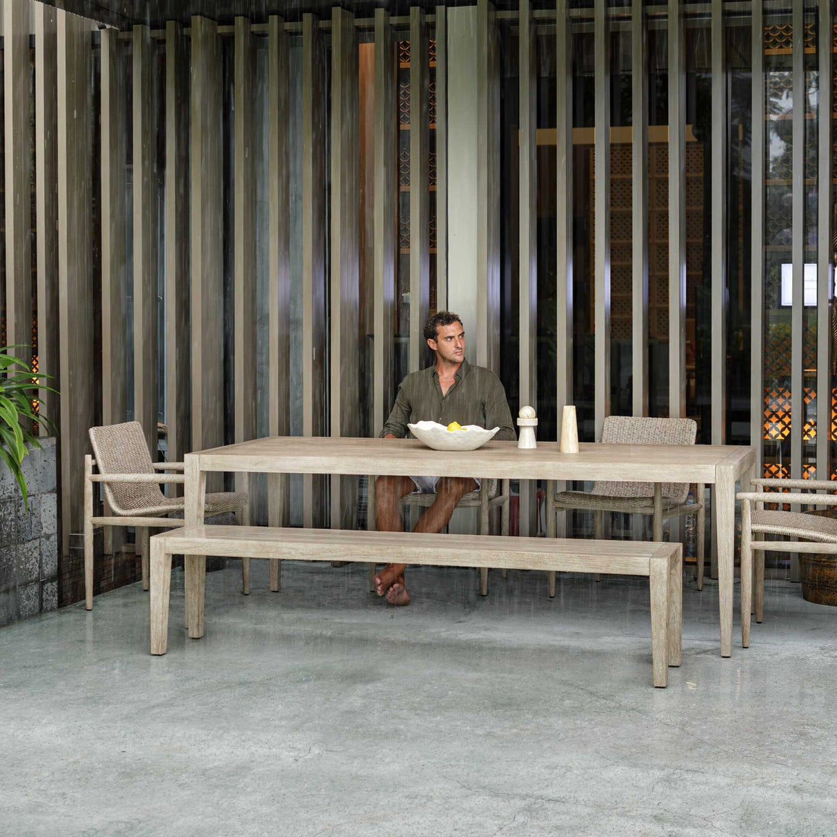 Modern European furniture - Beige Wicker Outdoor Dining Chair - www.oroa.com