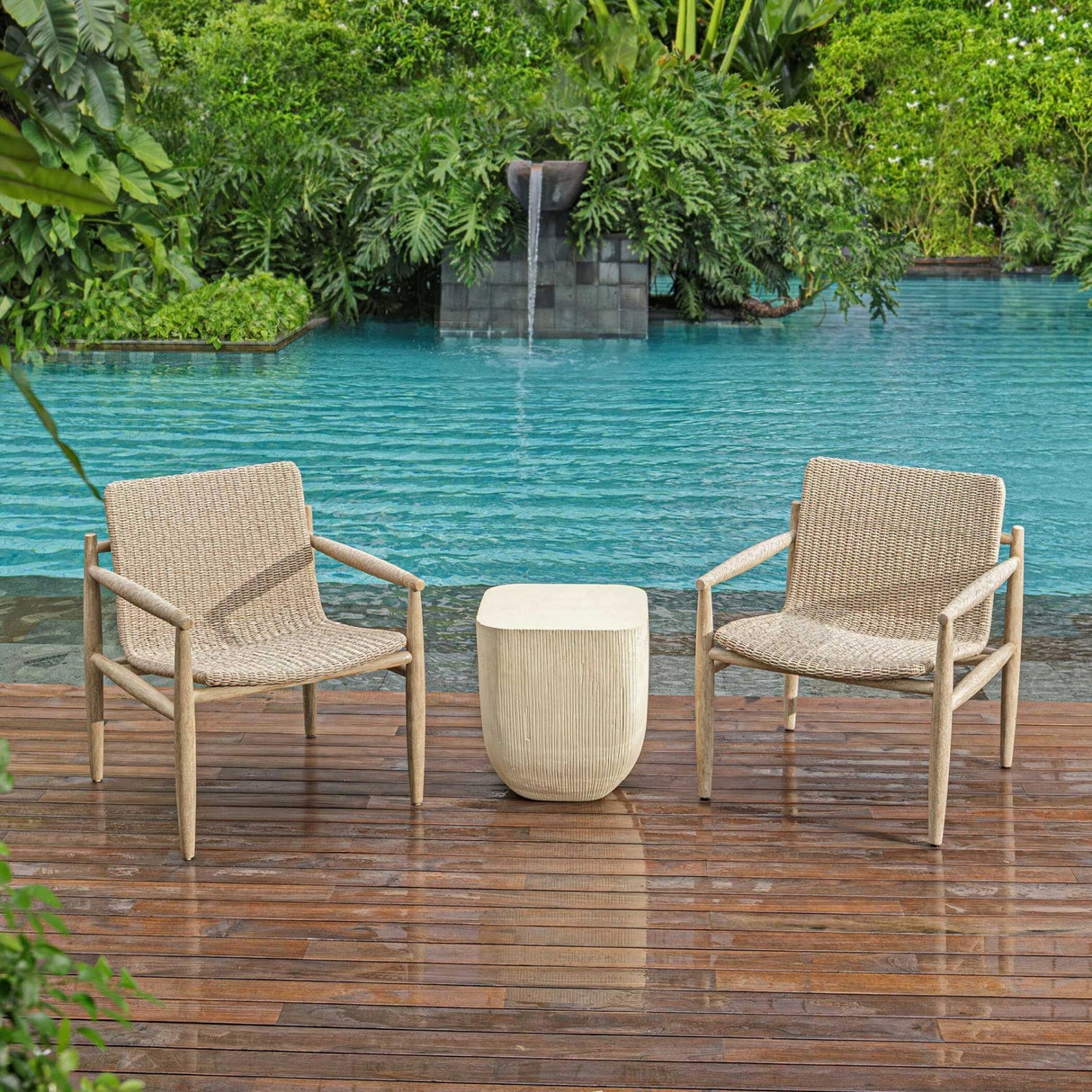 Beige Wicker Outdoor Lounge Chair by Uttermost Sumba, alternate view 2