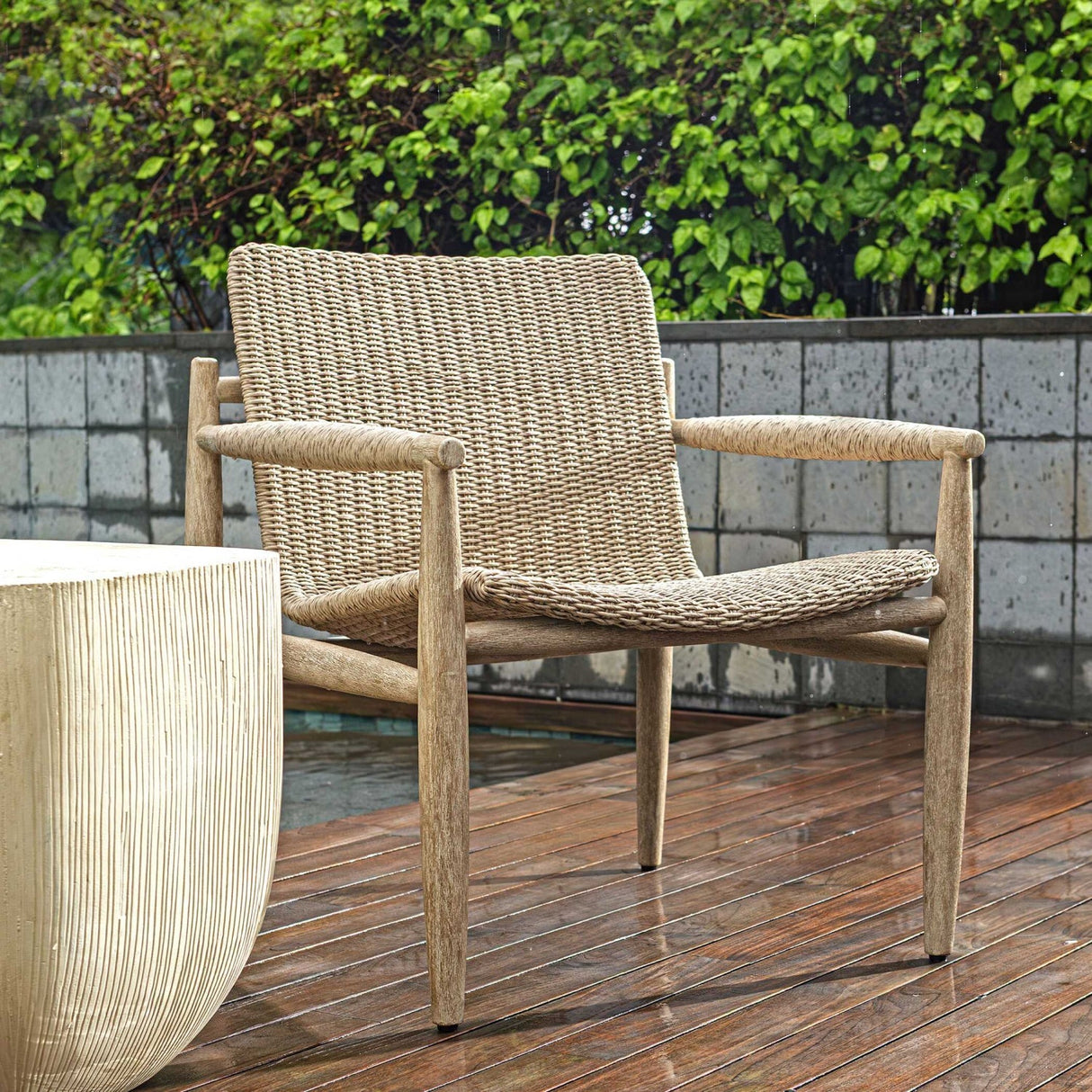 Beige Wicker Outdoor Lounge Chair by Uttermost Sumba, alternate view 9