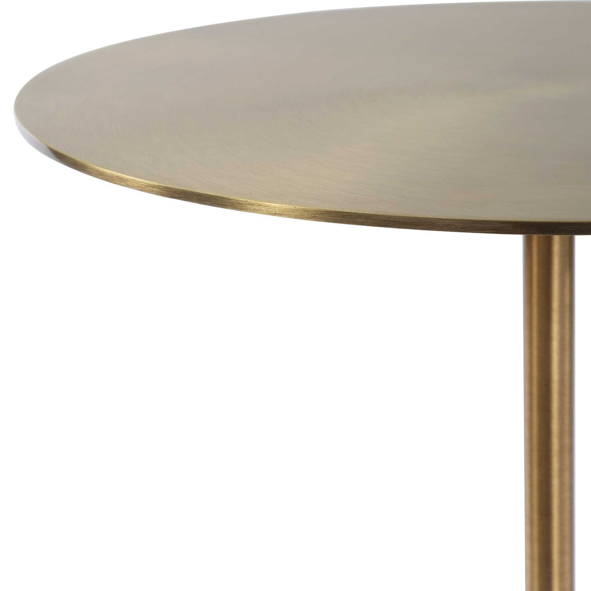 Brushed Brass Pedestal Drink Table by Uttermost Verlin, alternate view 4