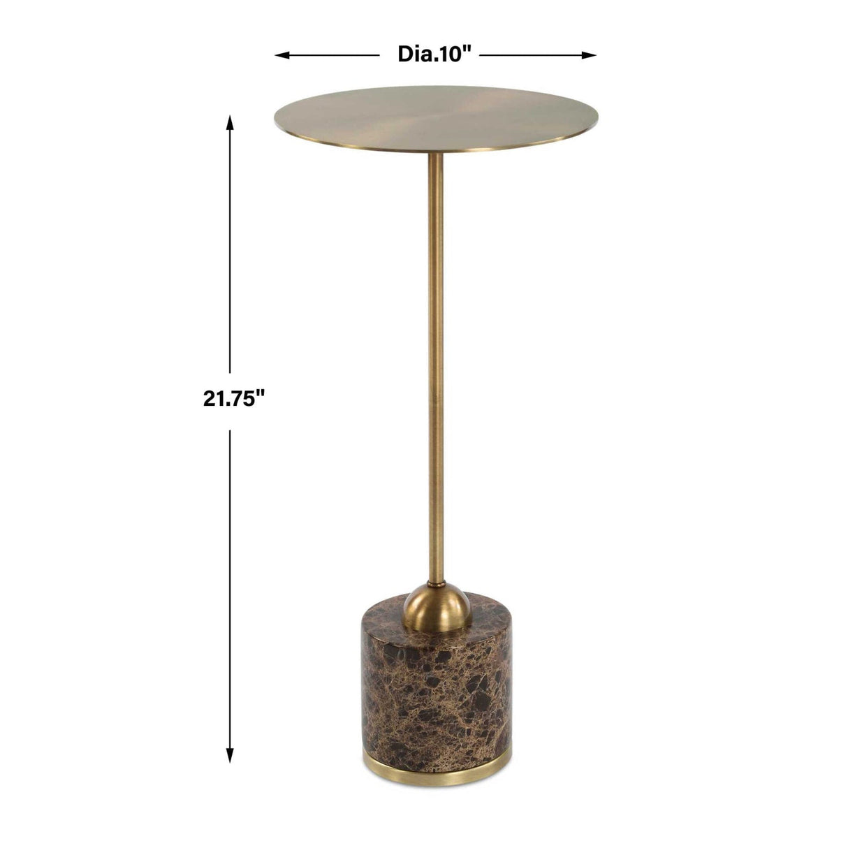 Brushed Brass Pedestal Drink Table by Uttermost Verlin, alternate view 6