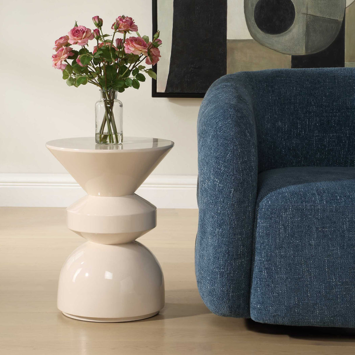 High-Gloss Cream Accent Table | Uttermost Lyford