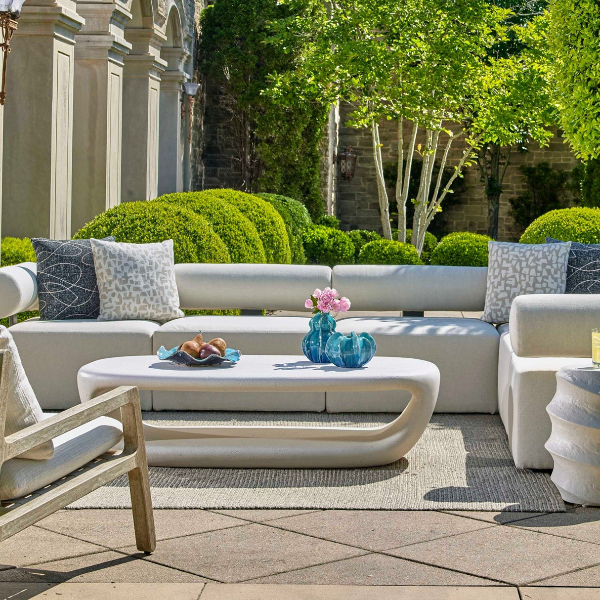 White Concrete Indoor/Outdoor Coffee Table by Uttermost Leyton, alternate view 2